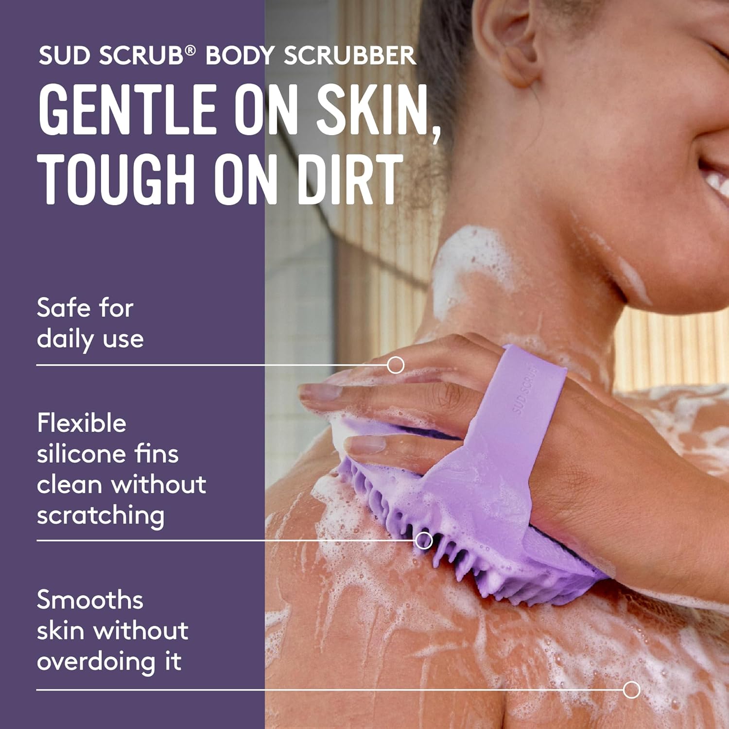 Sud Scrub® Depurador corporal de silicona antimicrobiano, cepillo e...