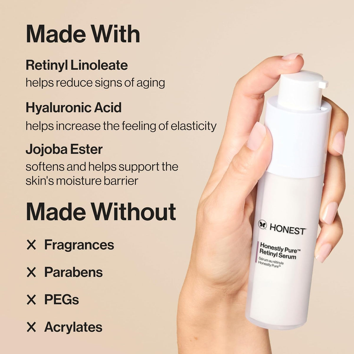 Honest Beauty Honestly Pure Nightly - Suero de retinilo nocturno, s...