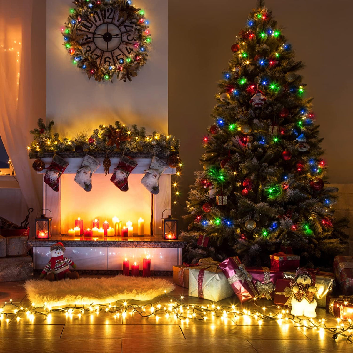 JMEXSUSS Guirnalda de 250 luces LED, luces de Navidad de color blan...