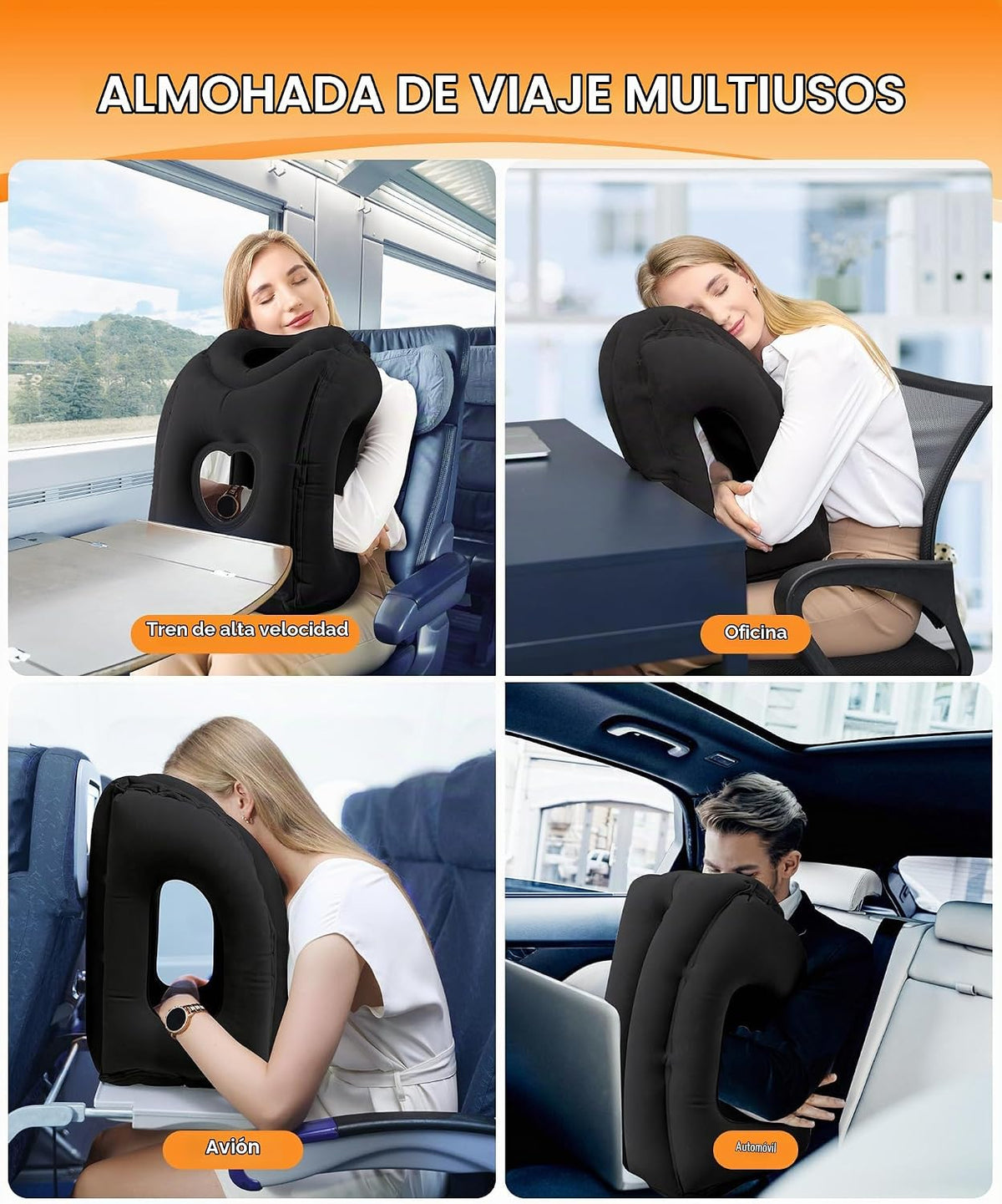 Sunany Almohada de viaje, almohada de avión mejorada para vuelos la...