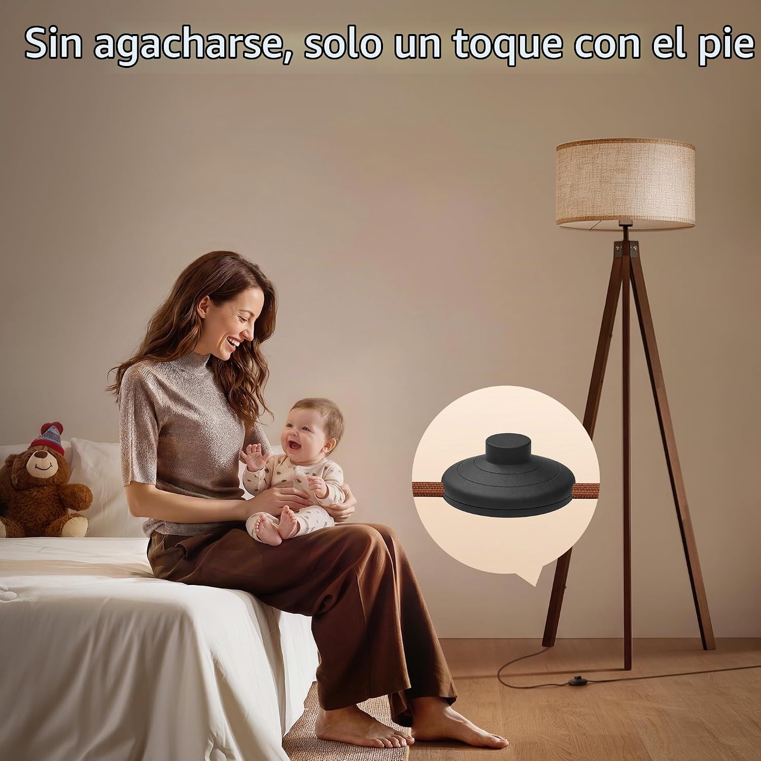 LEPOWER Lámpara de pie de trípode de madera, lámpara de pie de medi...