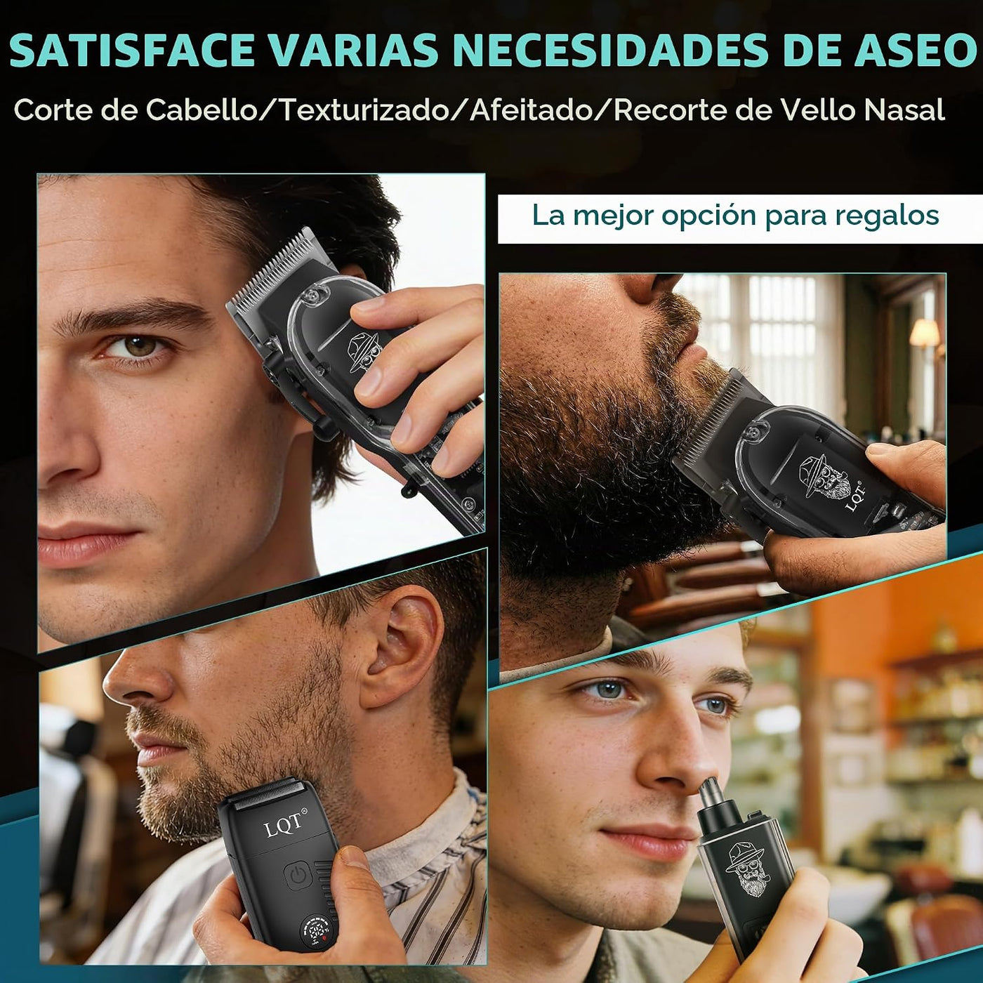Cortapelos para hombres con pantalla LED, kit de aseo inalámbrico d...