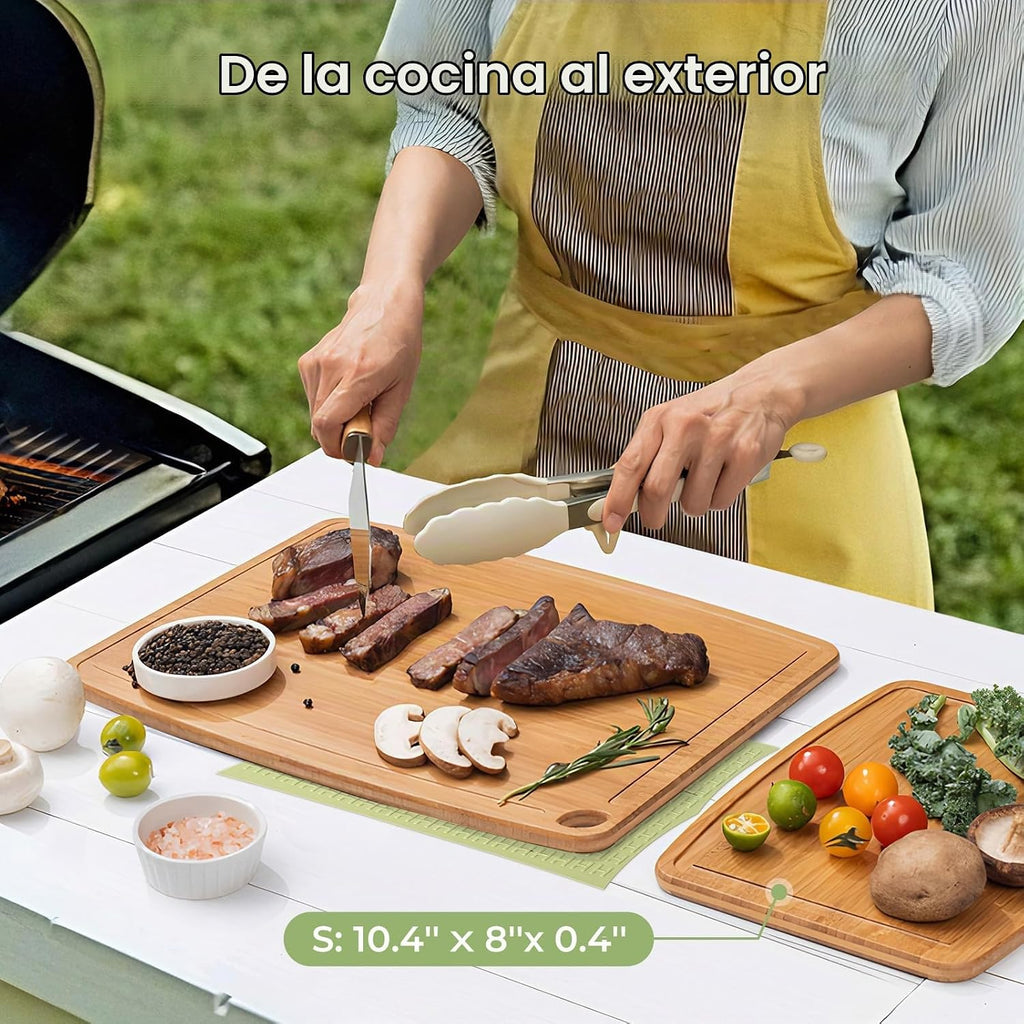 Keechee Tablas de cortar de bambú aptas para lavavajillas, tabla de...