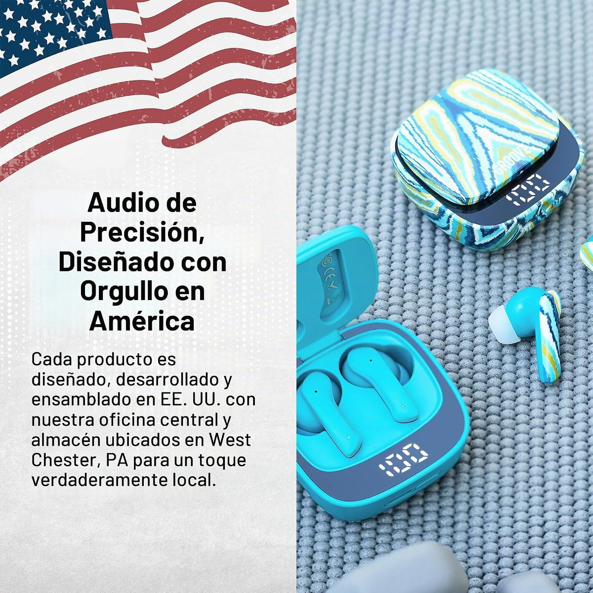 Auriculares verdaderamente inalámbricos Groovz con estuche de carga...