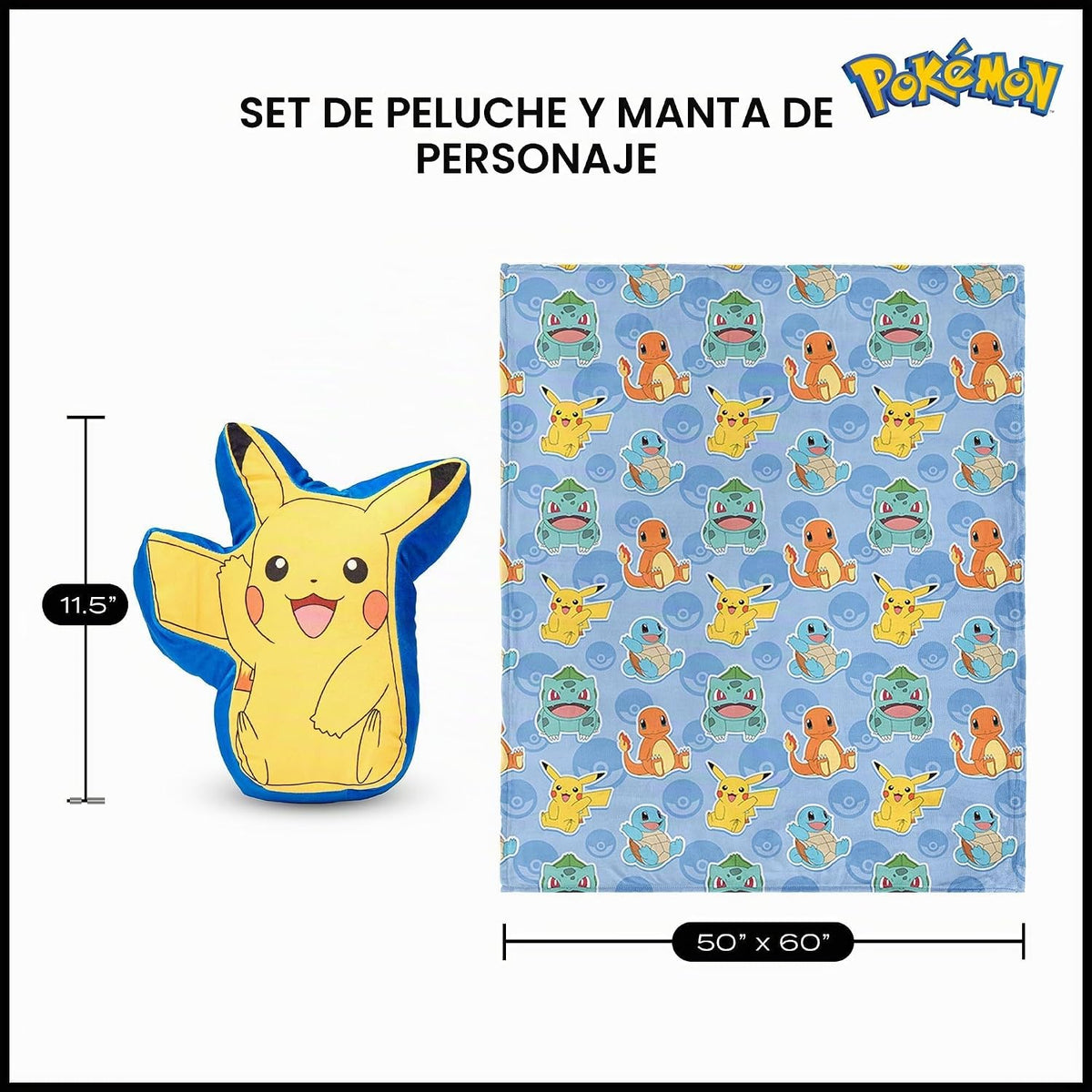 Juego de Manta y Abrazaderas Pokemon de Northwest, Lindo Pikachu, M...