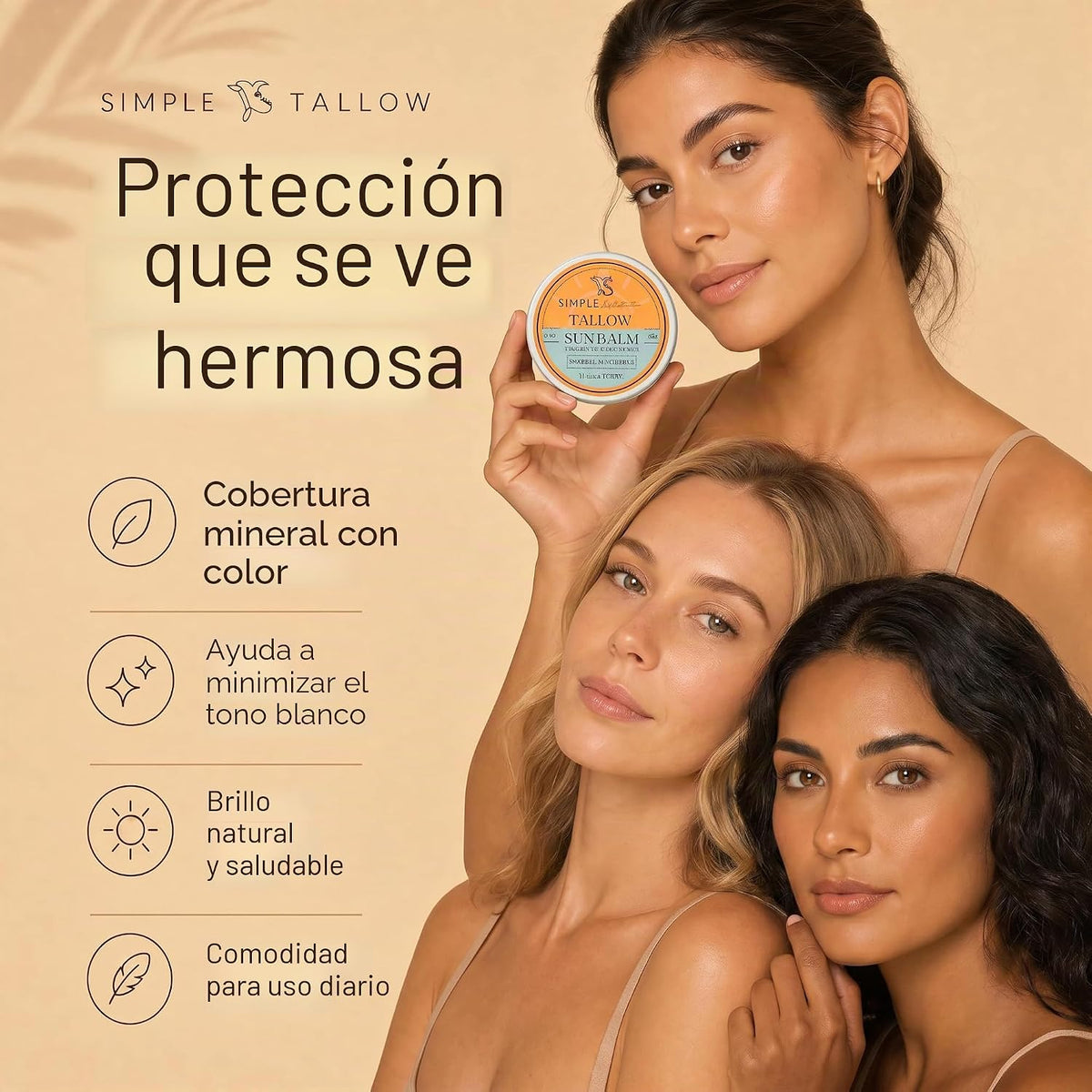 Tallow Sun Balm, con sebo de res alimentado con pasto, aceite de ri...