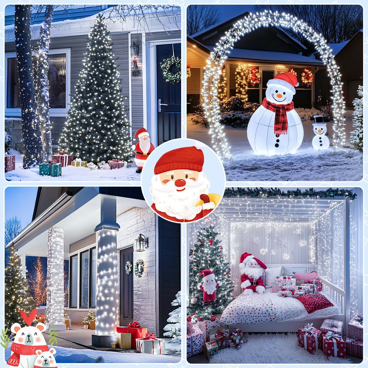JMEXSUSS 132 pies 400 luces LED blancas de Navidad para interiores...