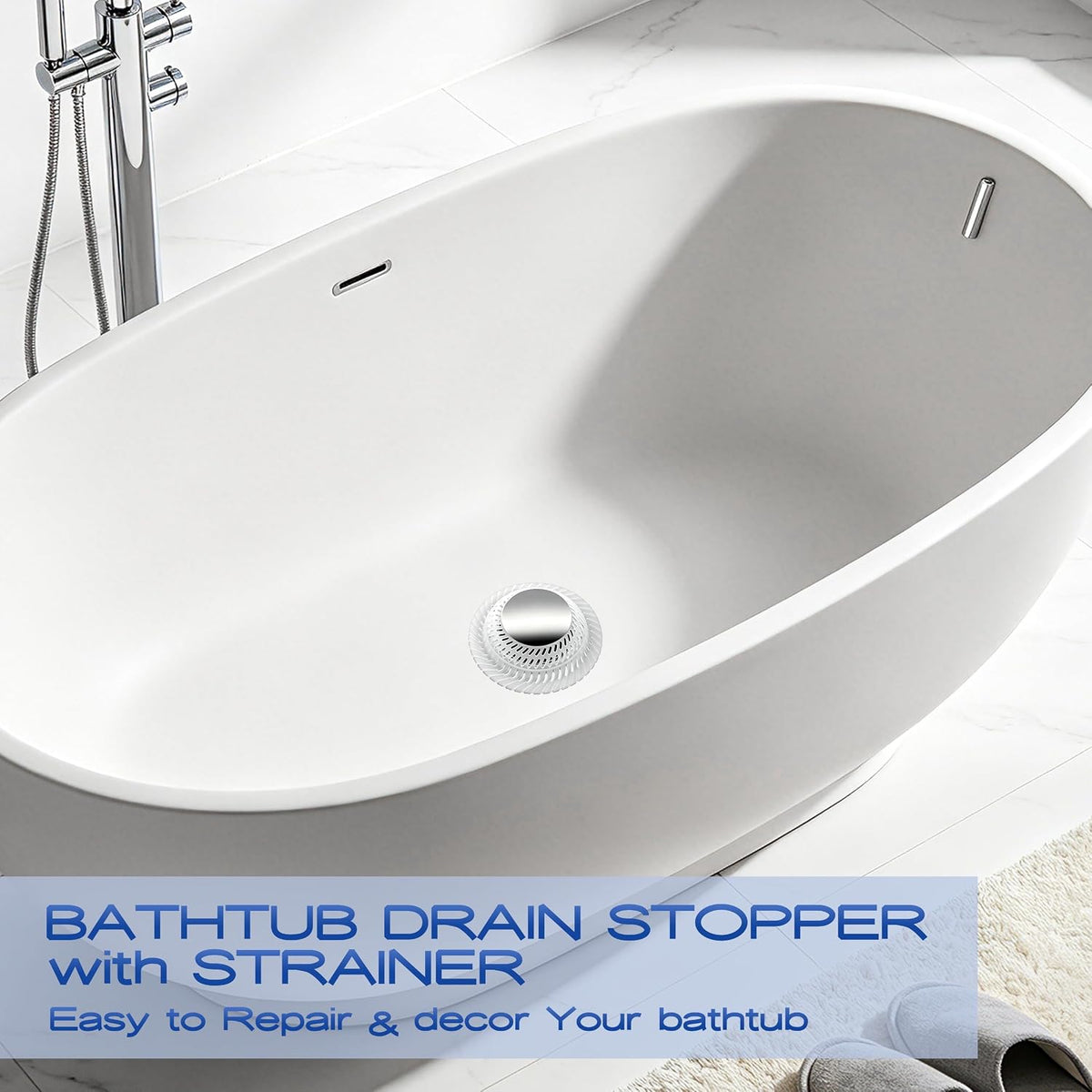 Coruspar Tapón de drenaje para bañera, tapón y colador de bañera em...