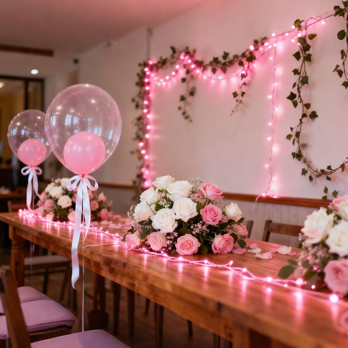 VTECHOLOGY Tira de luces rosadas para árbol de Navidad de 66 pies,...