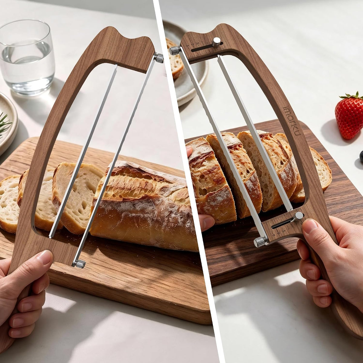 imarku Cortadora de pan de 10 pulgadas, cuchillo de pan casero de g...