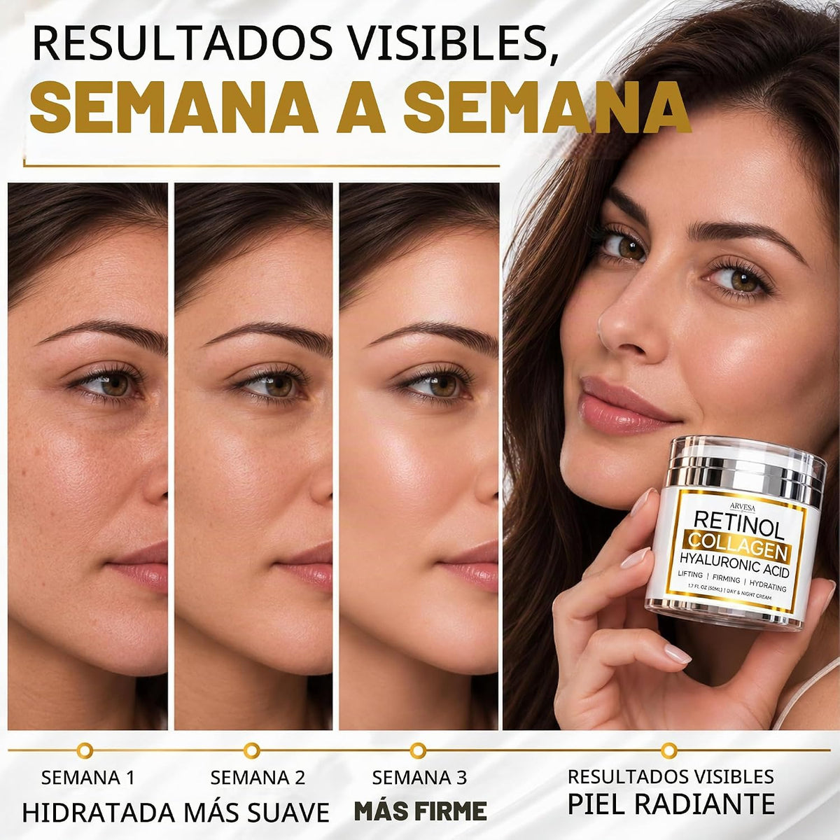 Crema de retinol para cara, hidratante antienvejecimiento, colágeno...