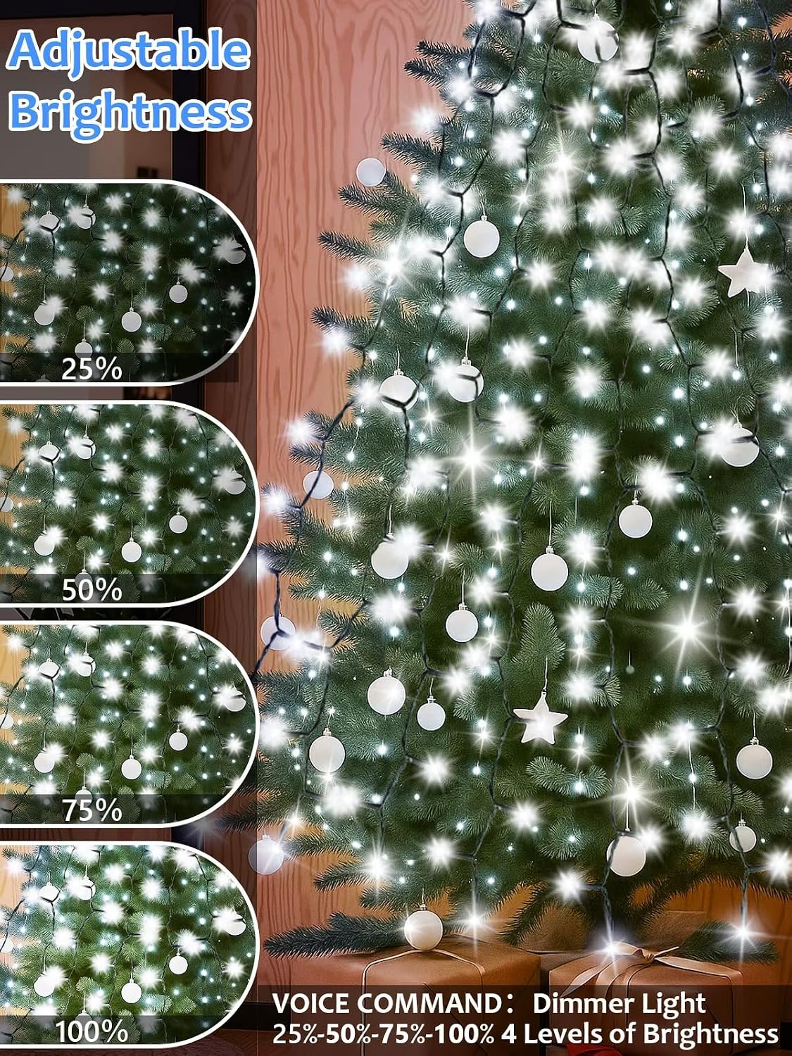 592 luces LED fáciles de árbol de Navidad, 10 pies, luces parpadean...