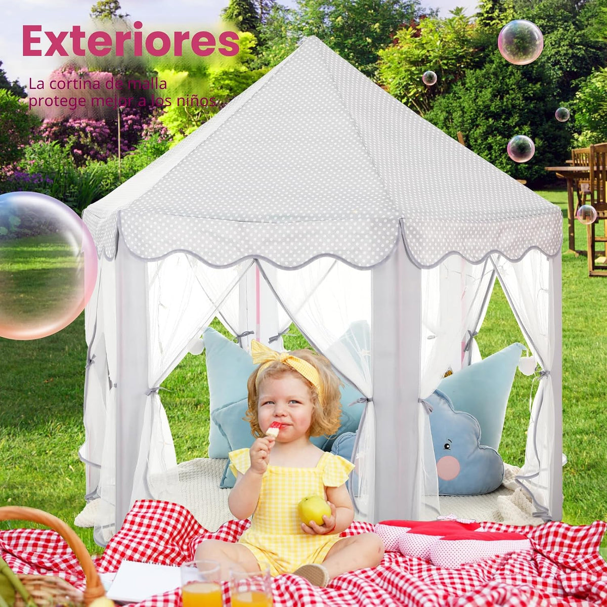 Monobeach Tienda de campaña de princesa para niñas, casa de juegos...