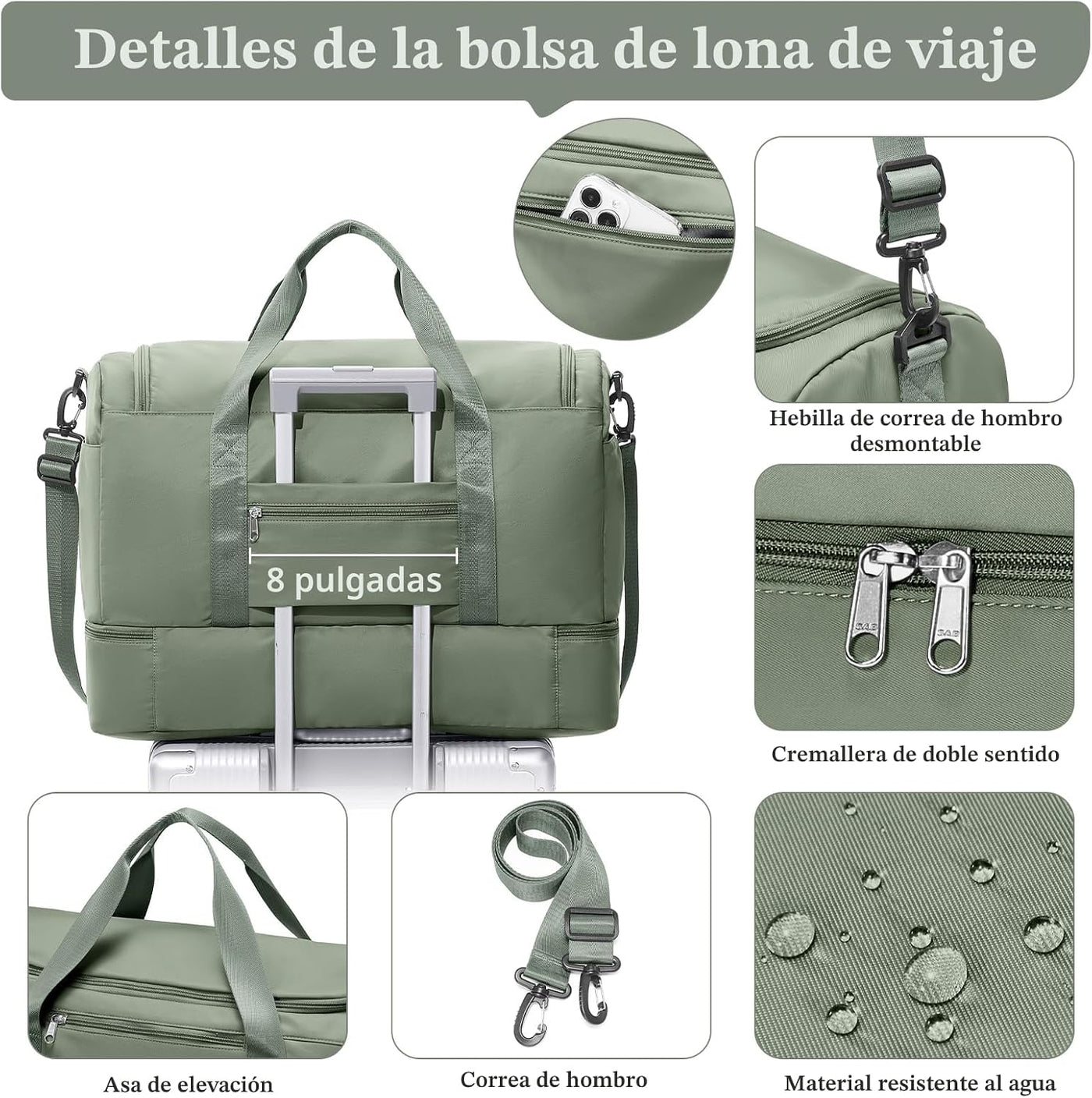 Bolsa de viaje extra grande, bolsas de mano de fin de semana para m...