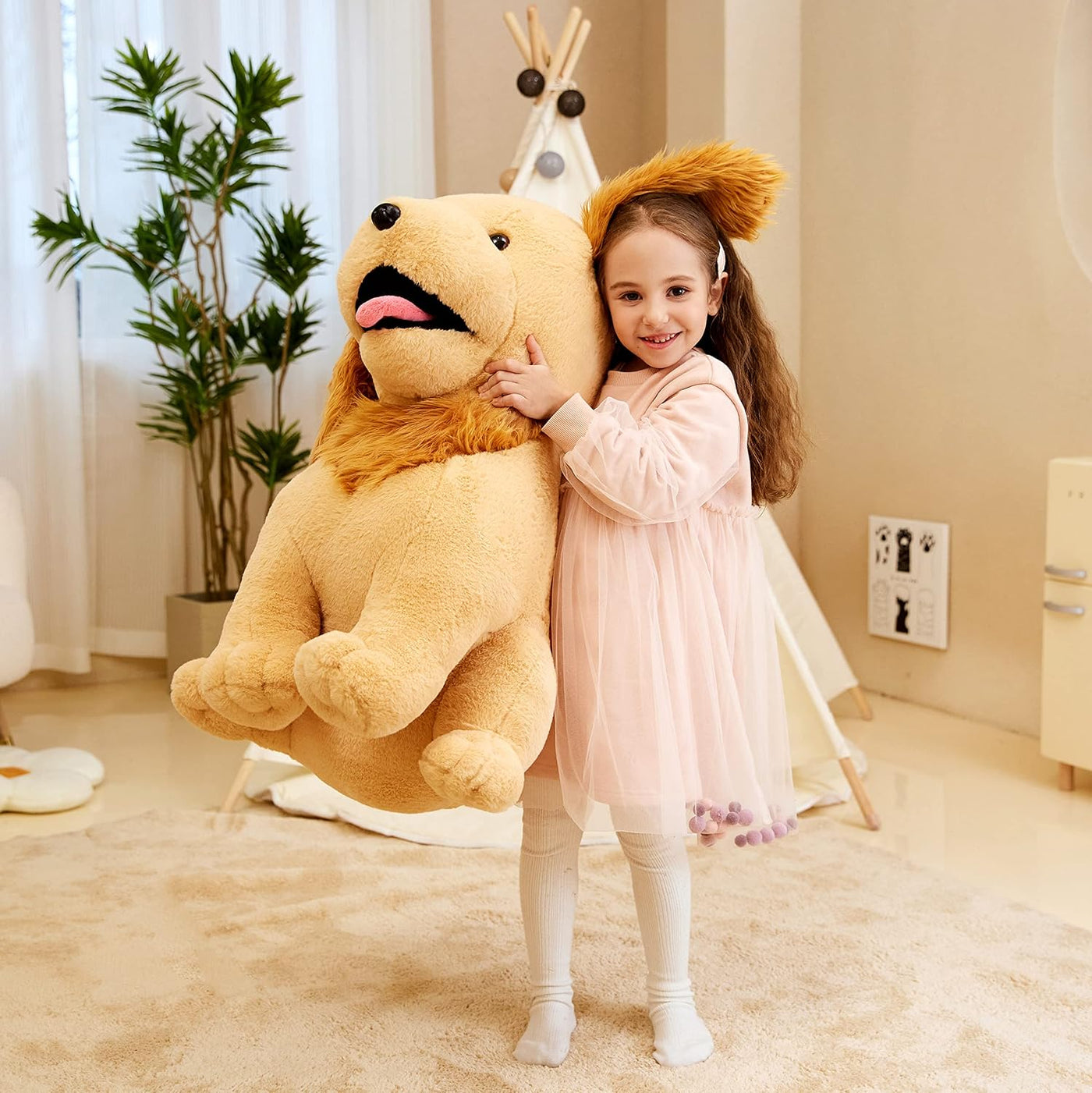 IKASA Juguete de peluche de perro Golden Retriever gigante, cachorr...
