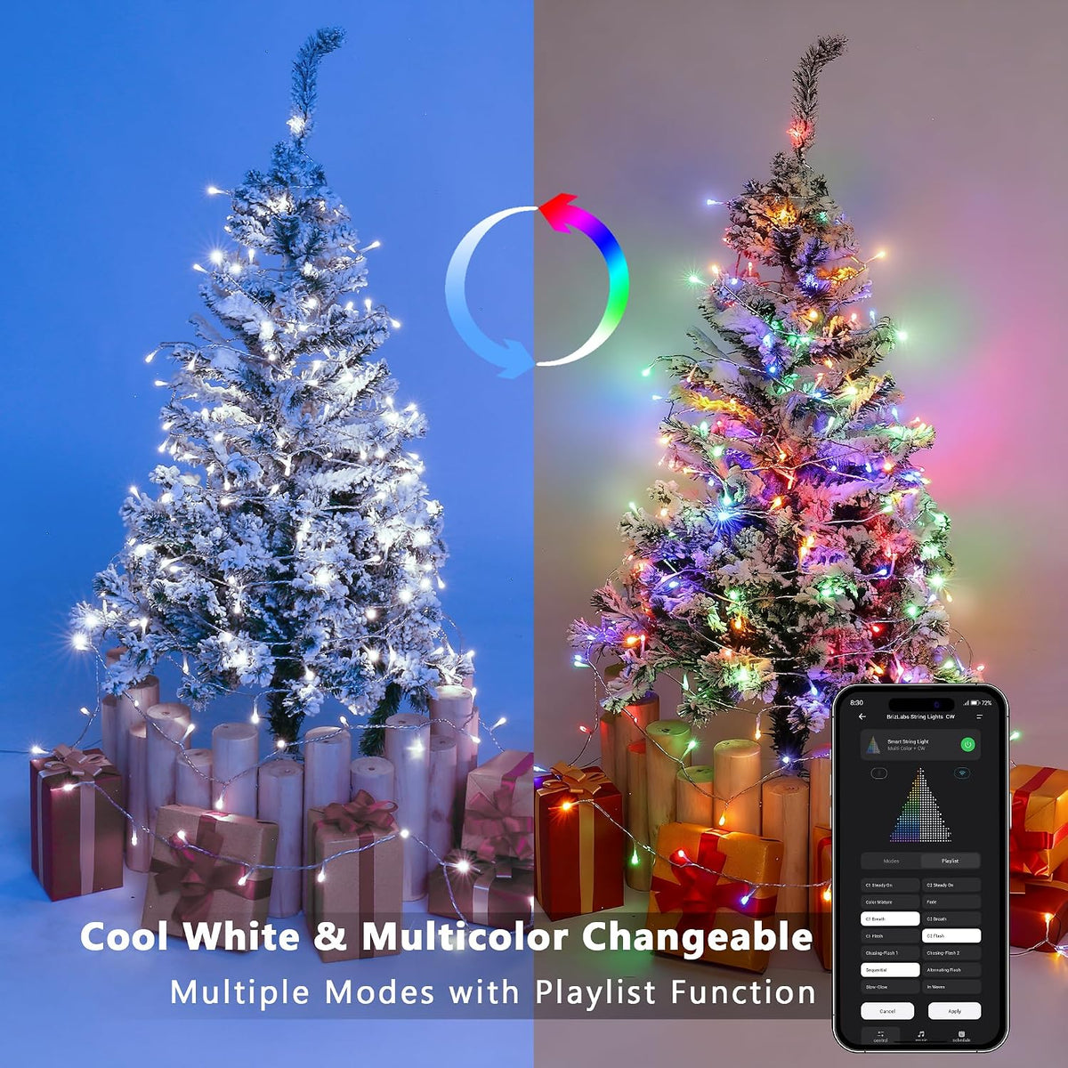 BrizLabs Luces de Cadena Inteligentes de Navidad, 115 pies, 300 LED...