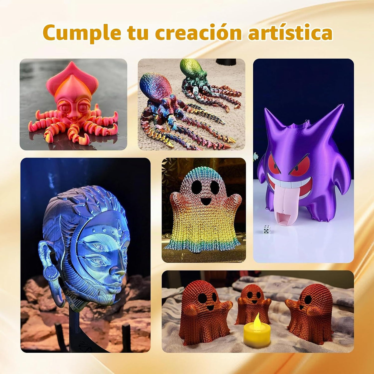 AMOLEN - Filamento PLA para impresora 3D, de seda de 0.069 pulgadas...