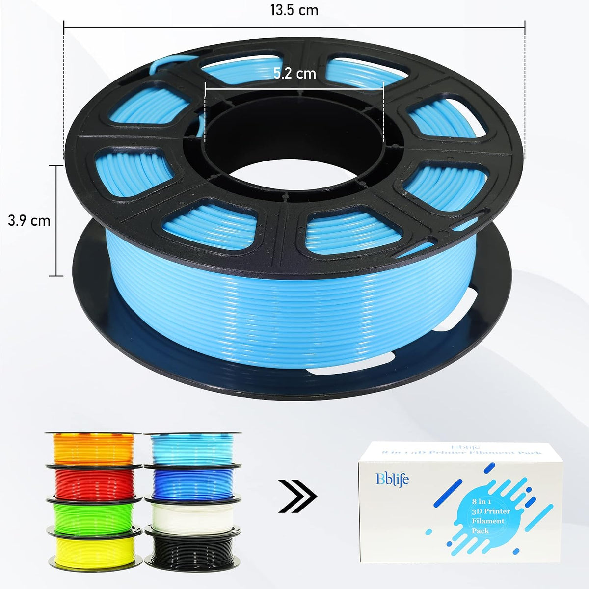 Paquete de filamento de impresora 3D de 1,75 mm de Bblife, 8 carret...