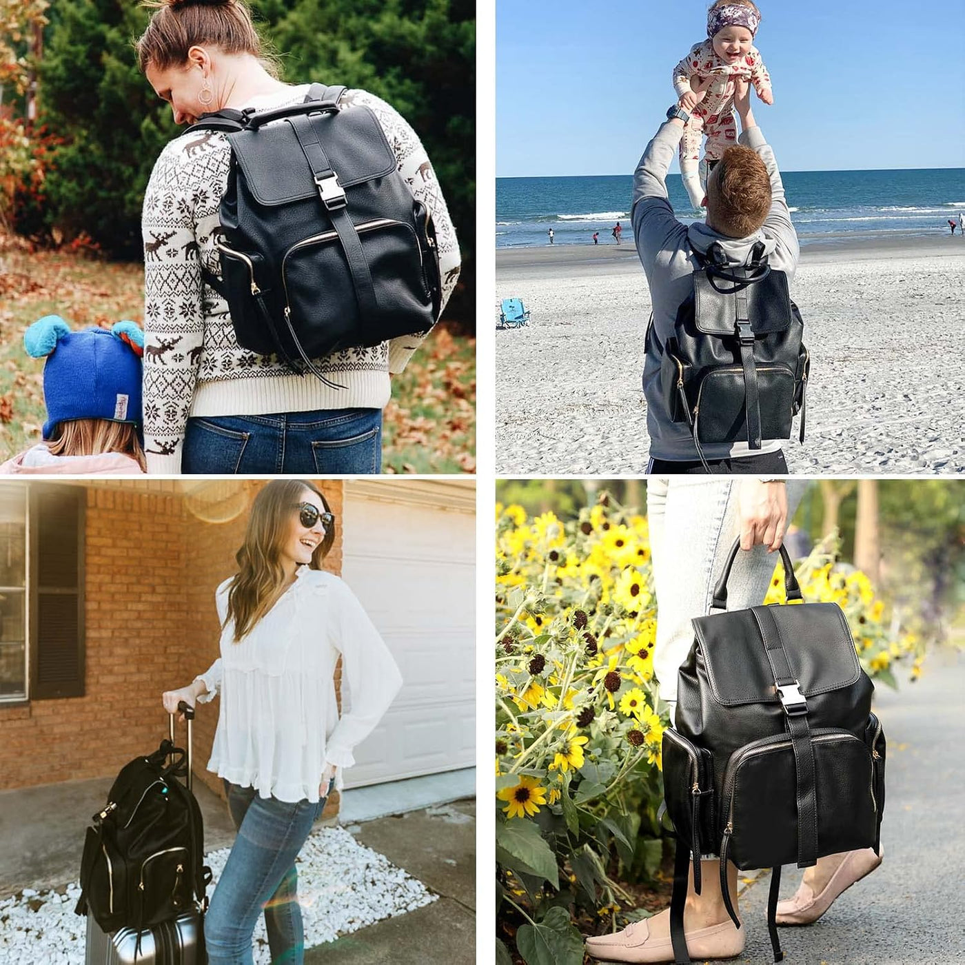 Mochila para pañales Mominside, mochila de cuero para mujer, bolsa...