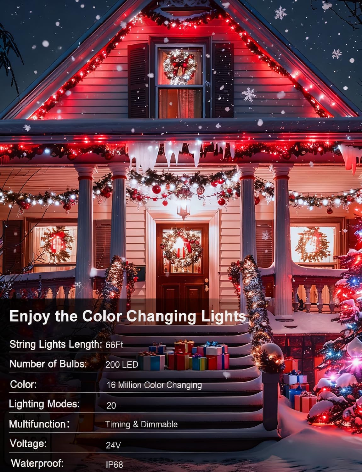 echosari - Guirnalda de luces inteligentes de Navidad de 66 pies qu...