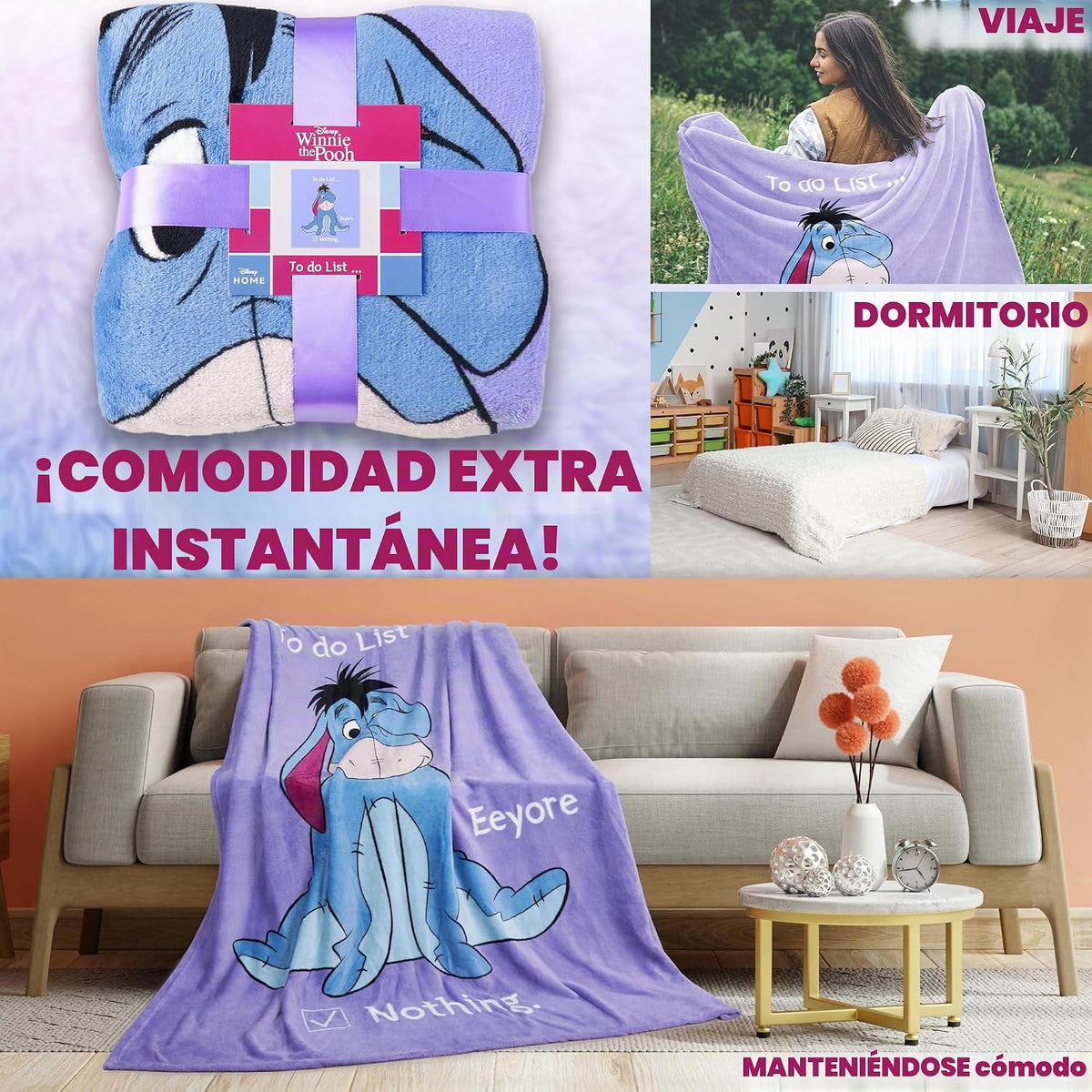 Disney Eeyore - Manta de forro polar suave para dormitorio, 59 x 51...