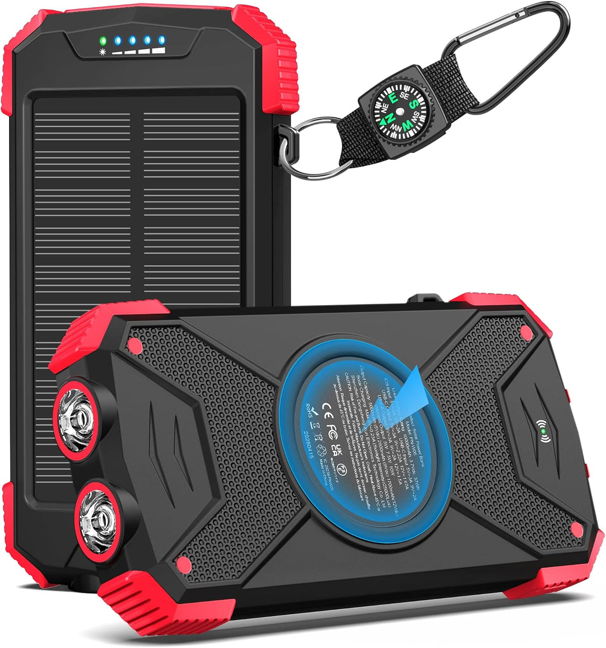 BLAVOR Solar Power Bank 10,000mAh Cargador inalámbrico portátil par...