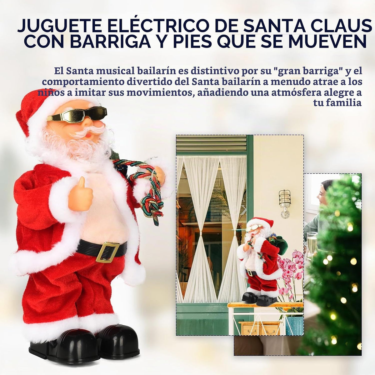 Muñeco de Papá Noel eléctrico Gfilay con barriga y pies que se muev...