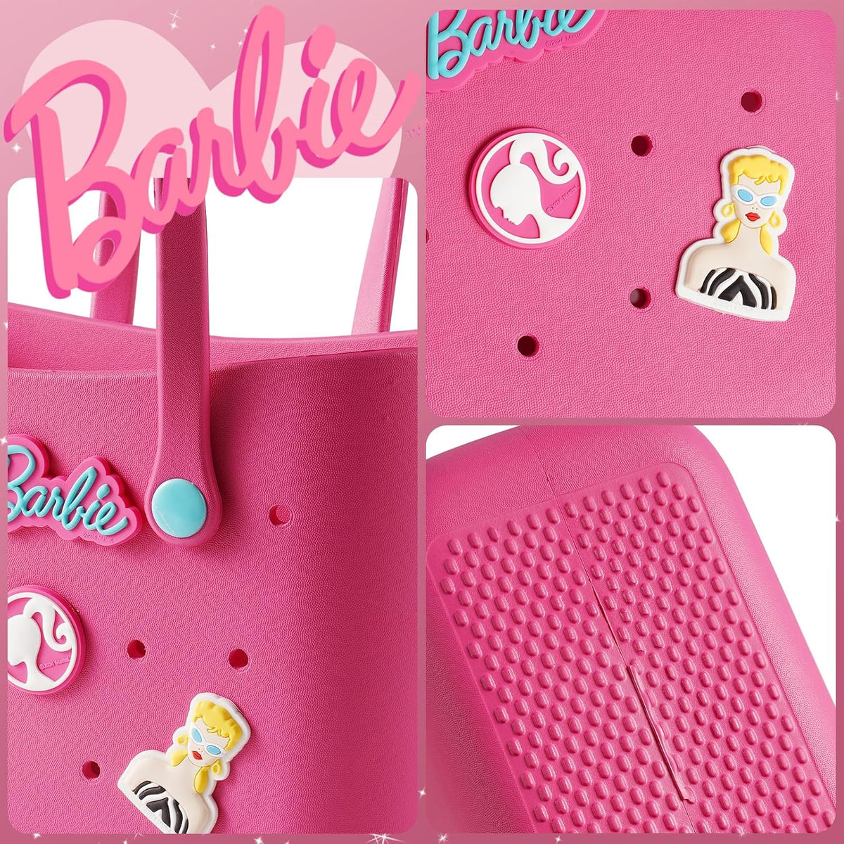MINISO Barbie - Bolsa de mano reutilizable de goma pequeña, imperme...
