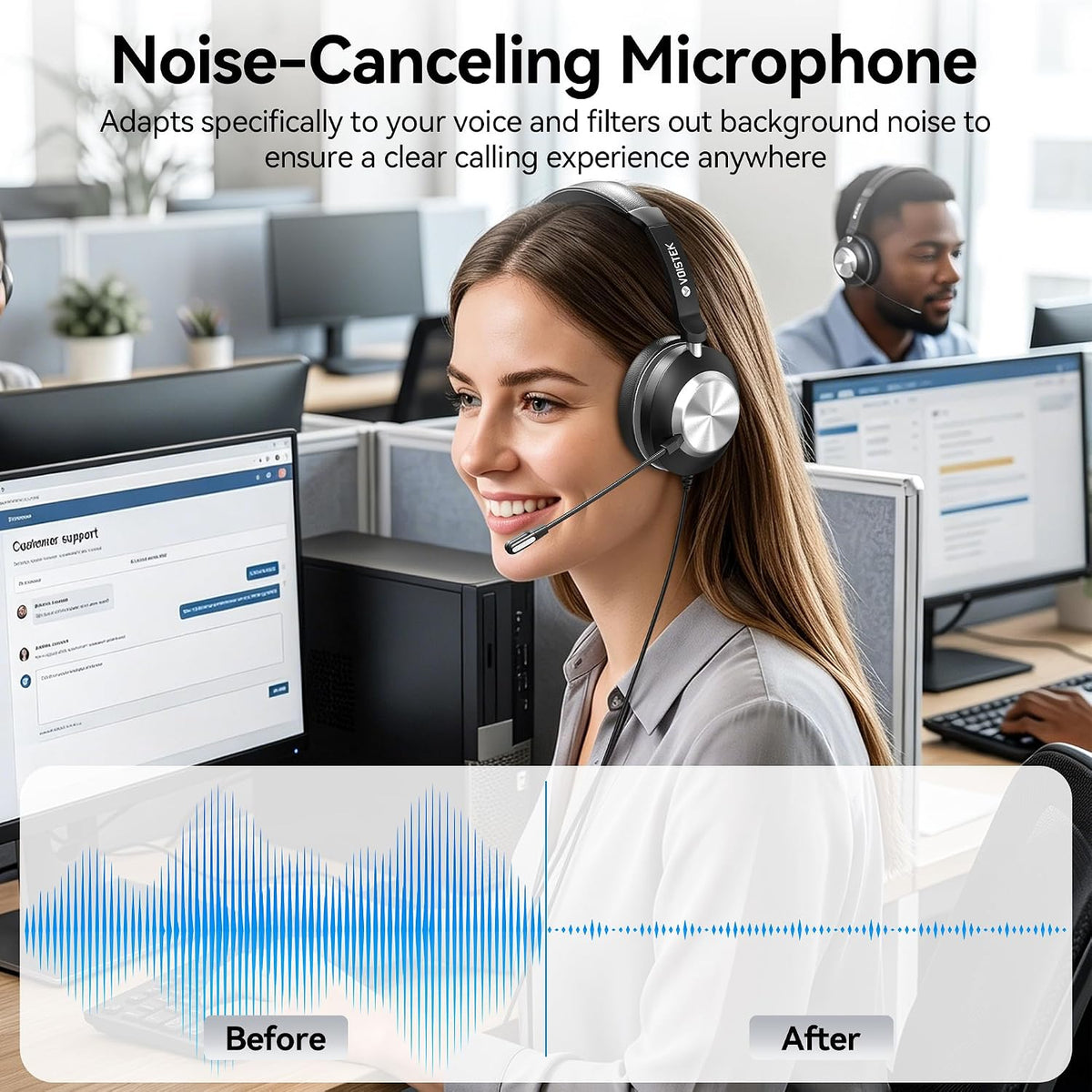 Voistek Auriculares USB con micrófono, auriculares de PC con micróf...