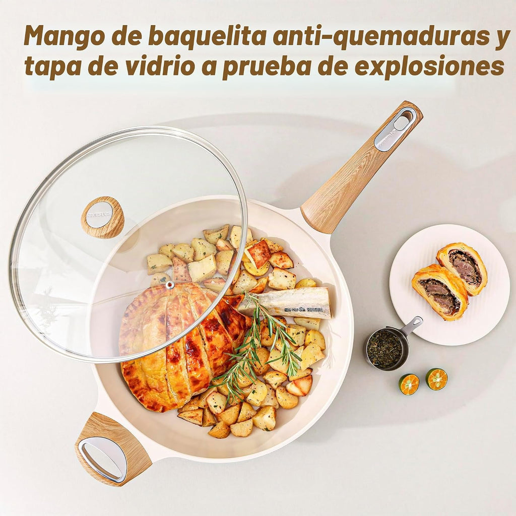 SENSARTE - Juego de ollas y sartenes de cerámica antiadherentes, ju...