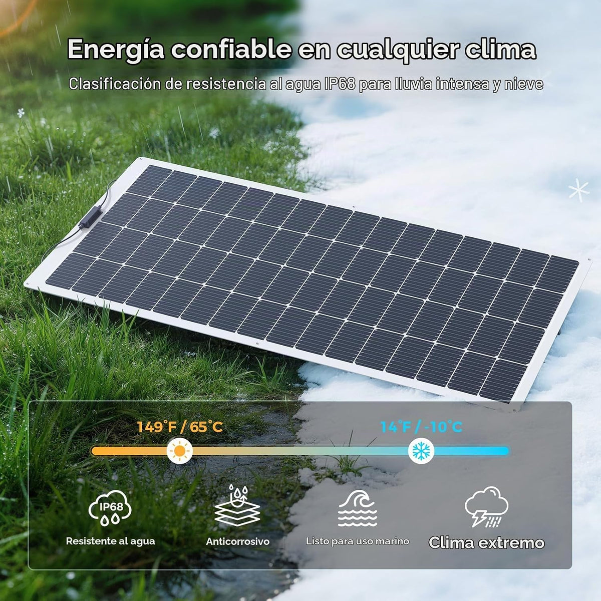 Callsun Panel solar flexible de 400 W (2 x 200 W), ETFE ultrafino f...