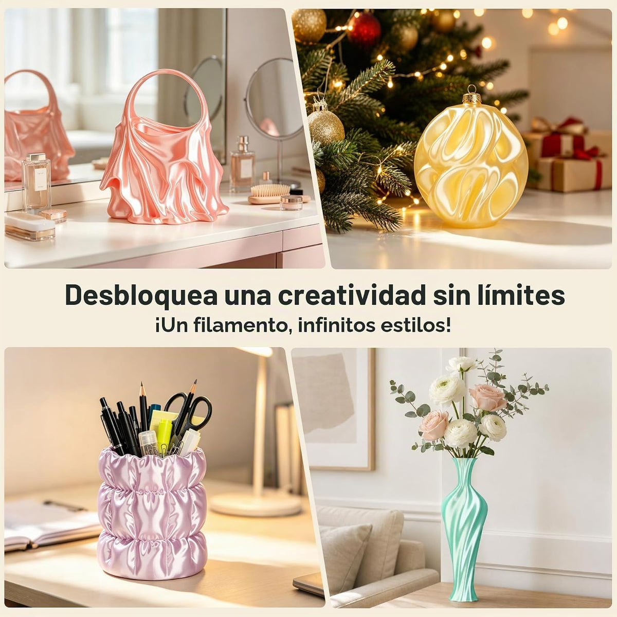 AMOLEN Silk - Paquete de 4 filamentos para impresora 3D, 4 carretes...