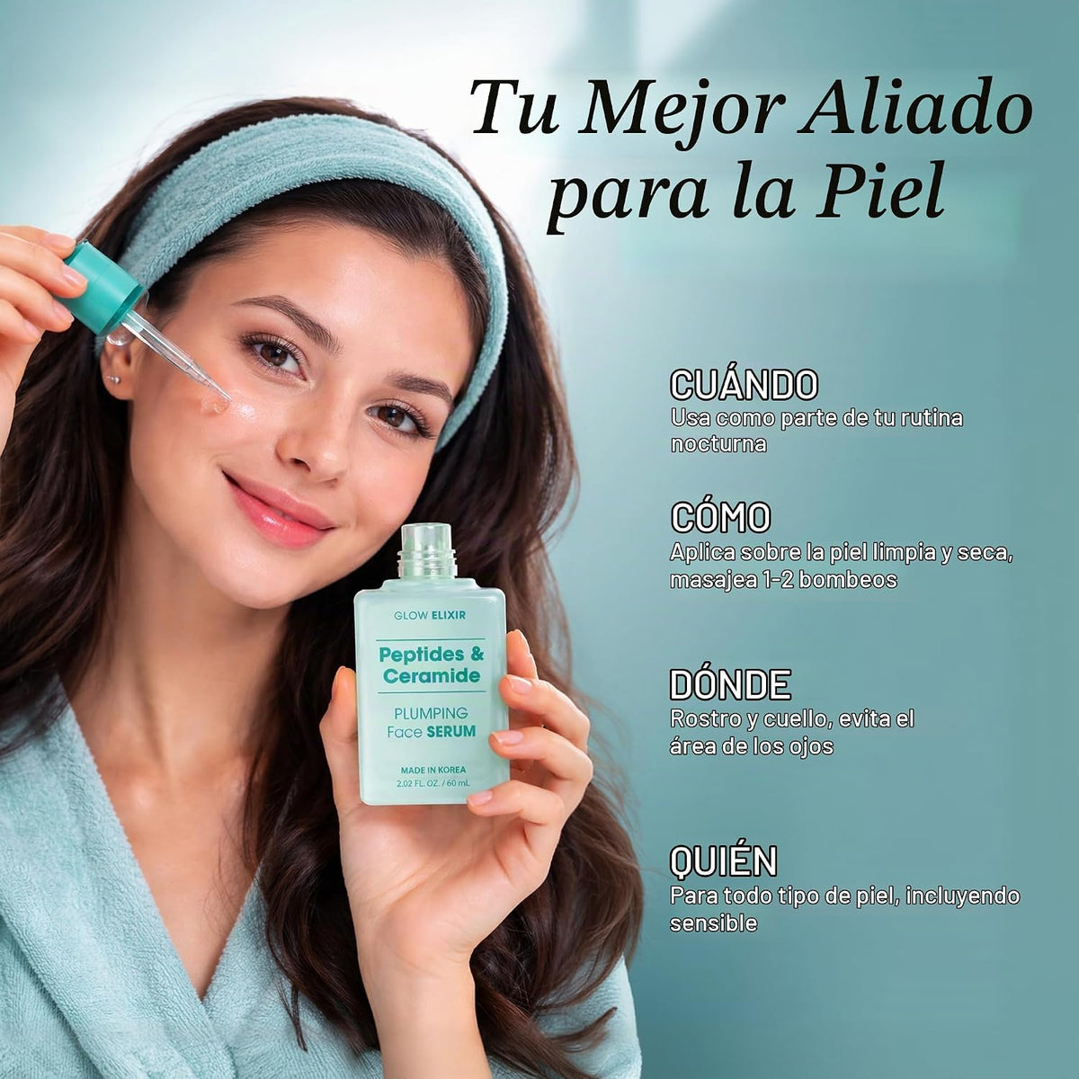 Glow Elixir Peptides Serum para la cara con ceramida \u2013 Dermato...