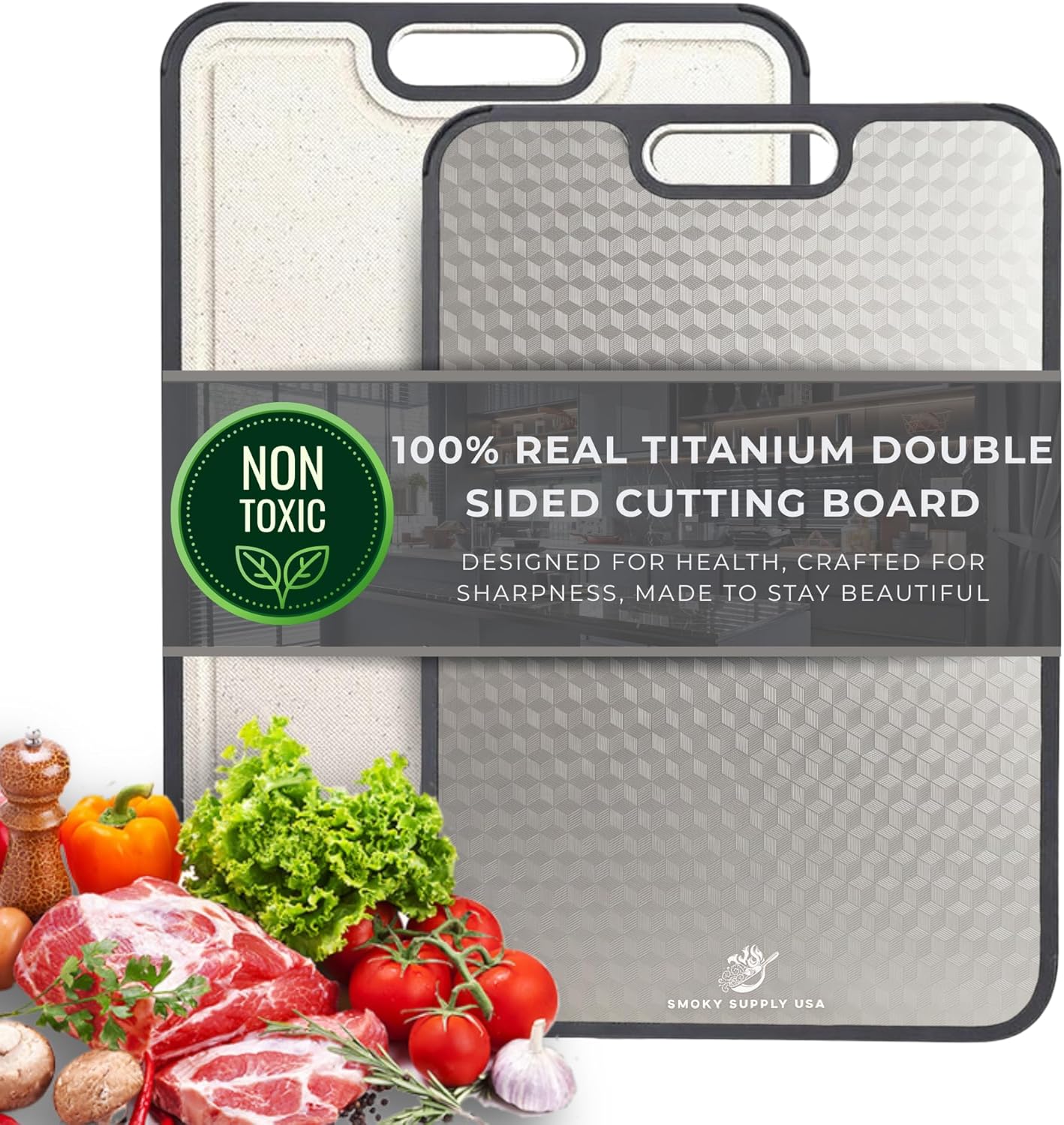 Tabla de cortar de titanio de 15.5 x 10 pulgadas para cocina, tabla...