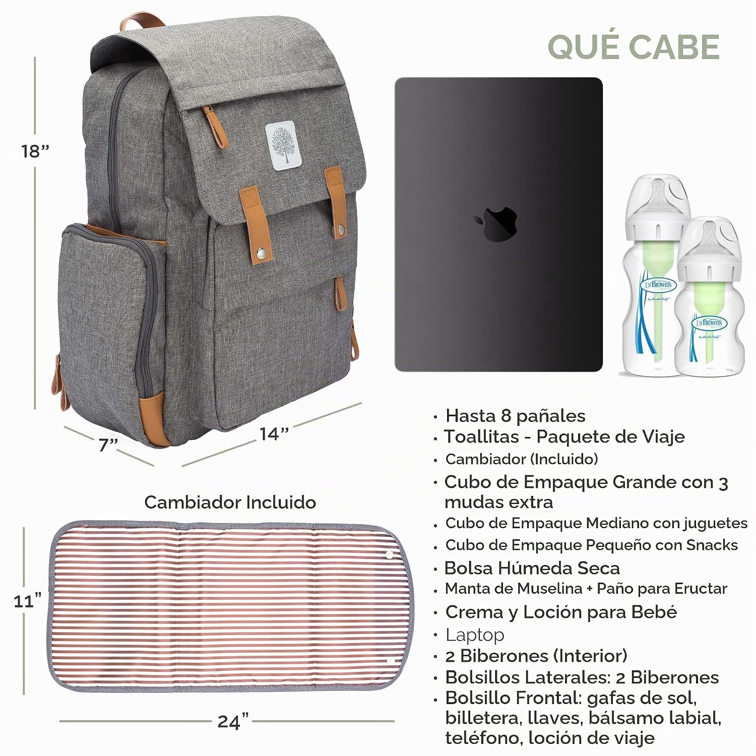 Parker Baby Co. Mochila para pañales - Bolsa de pañales grande con...