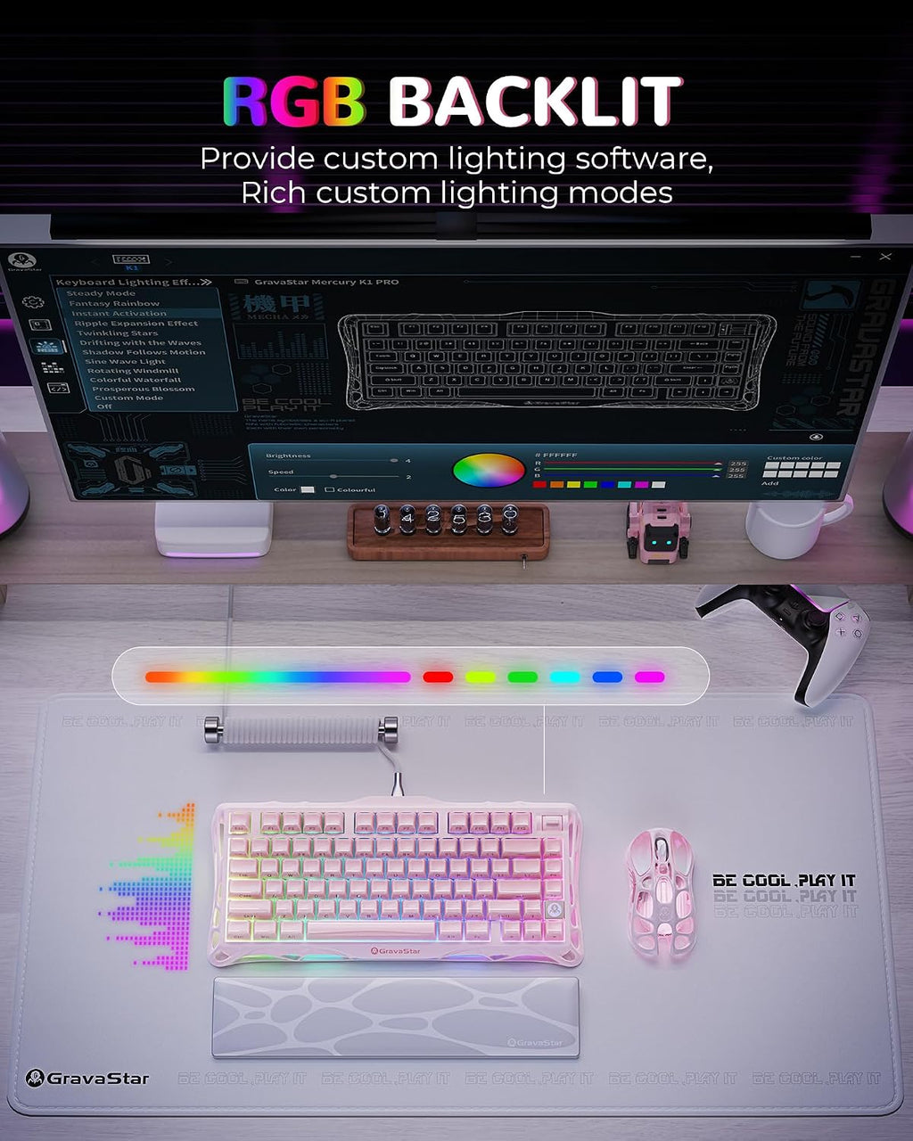 GravaStar Mercury K1 75% Teclado mecánico inalámbrico para juegos,...