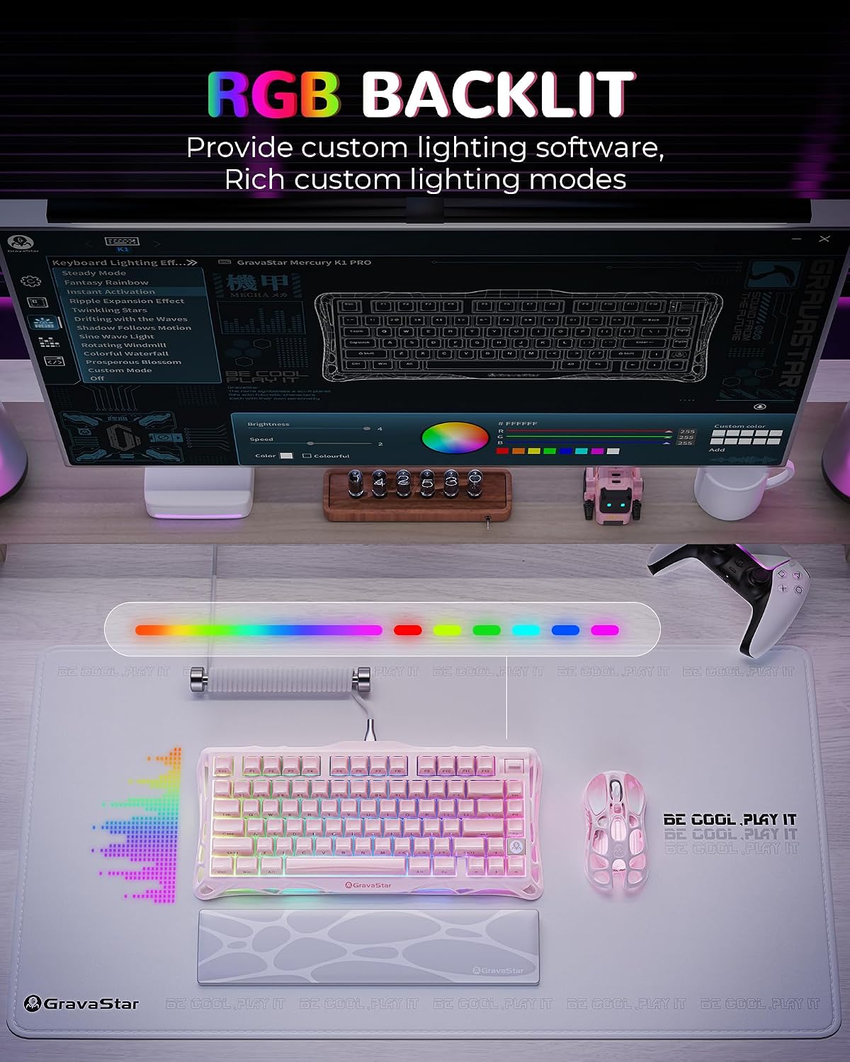 GravaStar Mercury K1 75% Teclado mecánico inalámbrico para juegos,...