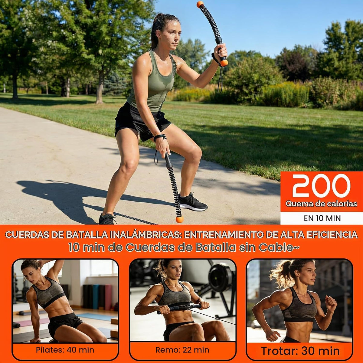 Cuerdas de batalla sin cuerda para gimnasio en casa, cuerdas de bat...
