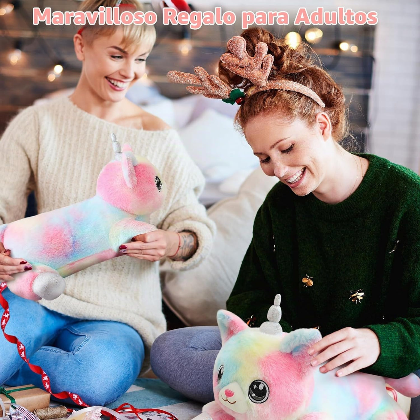 SQEQE Gato Unicornio de Peluche Mamá Gato Unicornio con 4 Lindos Ga...