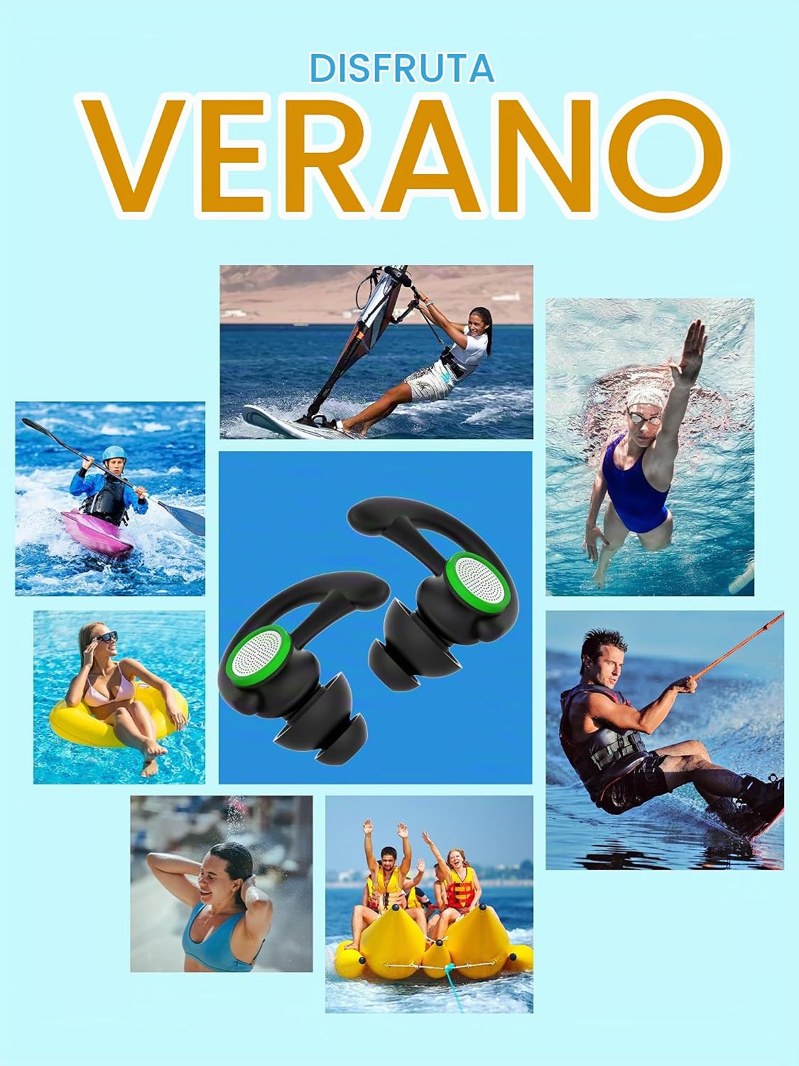 Hearprotek Tapones para los oídos de nadador, 1 par de protección a...