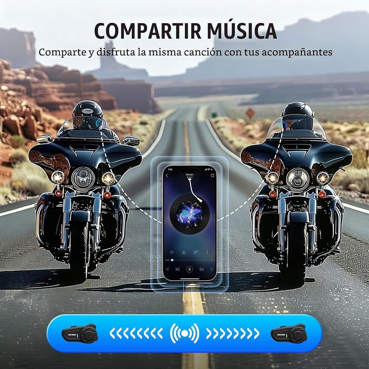 THETREE X2 - Auriculares Bluetooth para motocicleta V5.4 estéreo de...