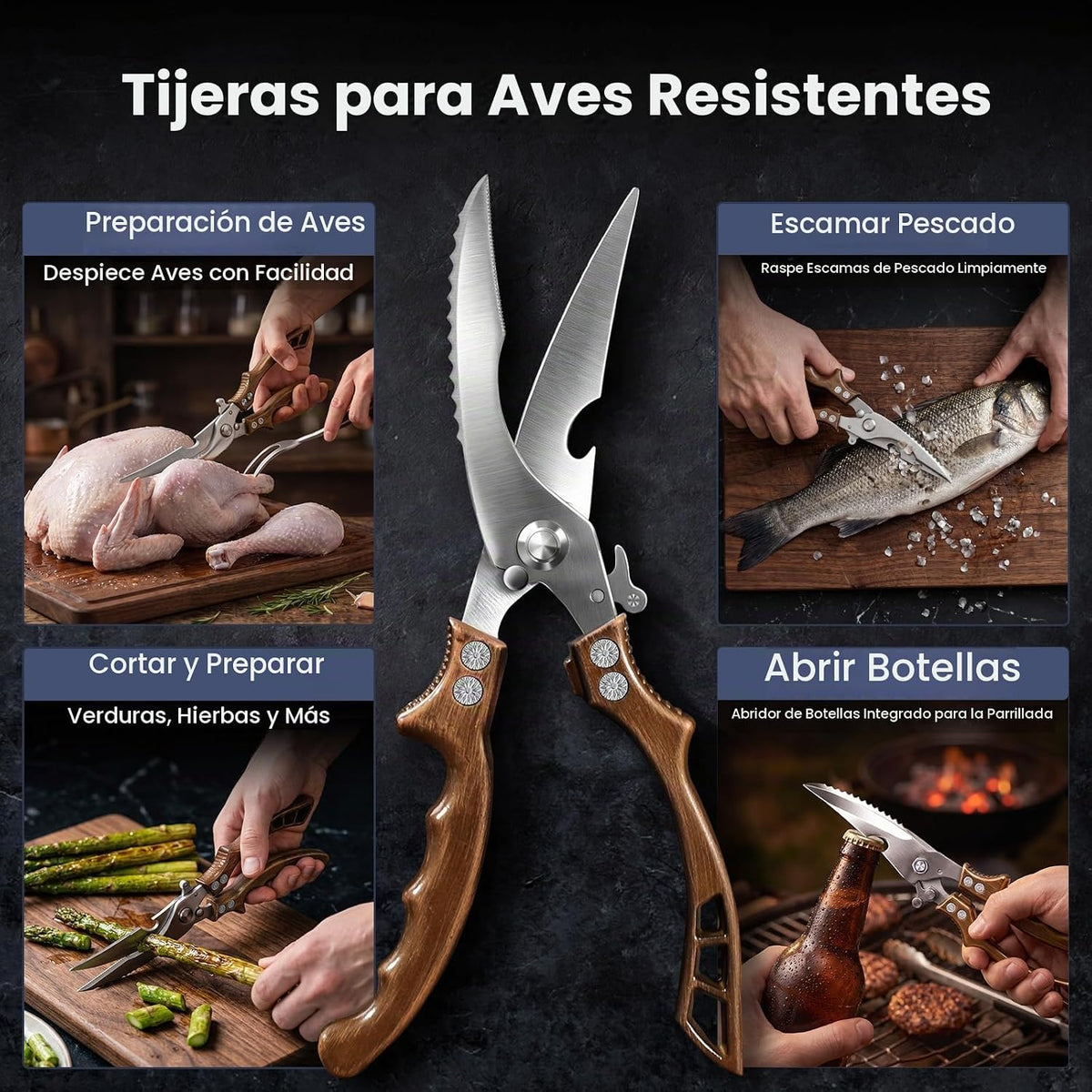 SYOKAMI Juego de cuchillos de carnicero de 9 piezas para procesamie...