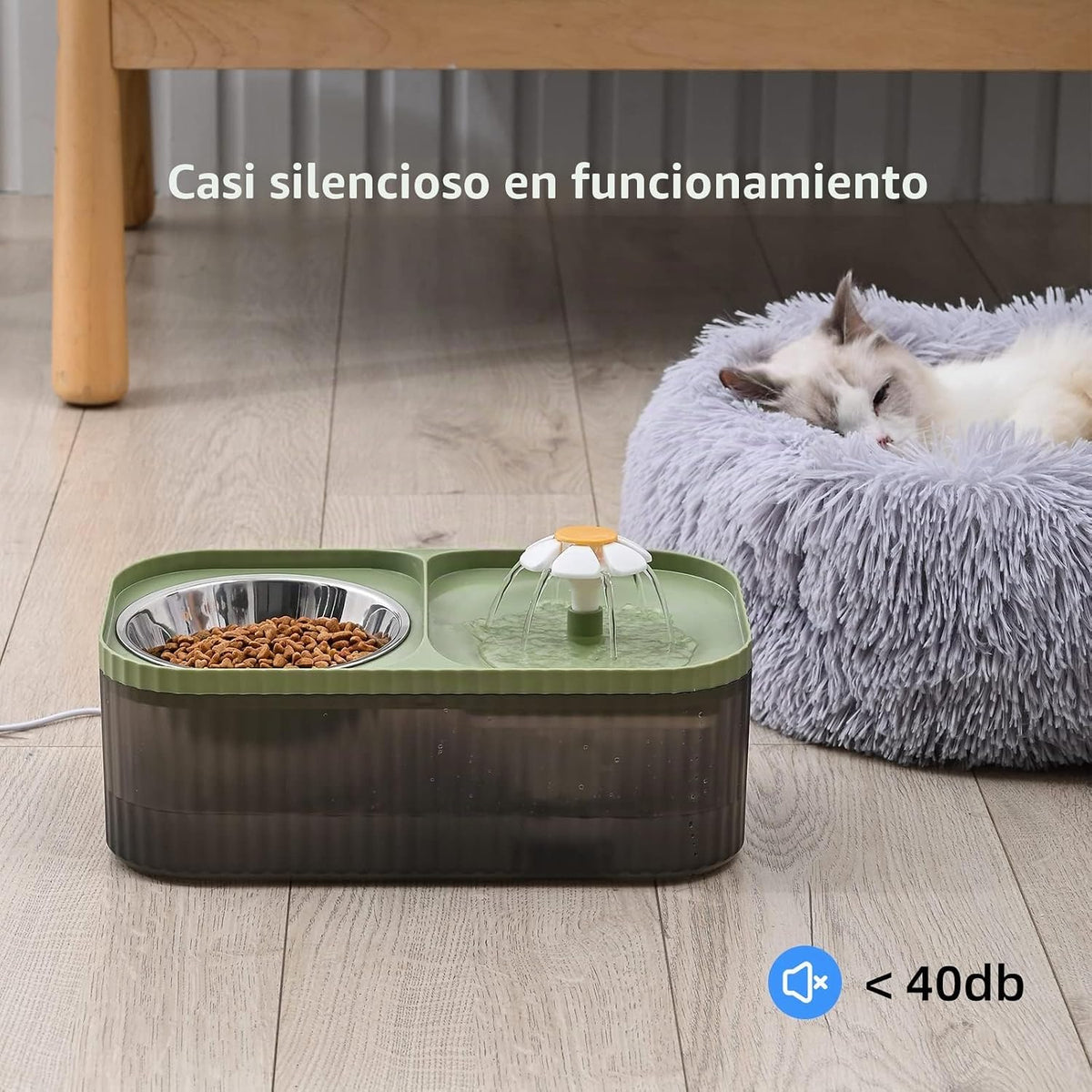JEERAMIA Fuente de agua para gatos y cuenco para alimentos, dispens...