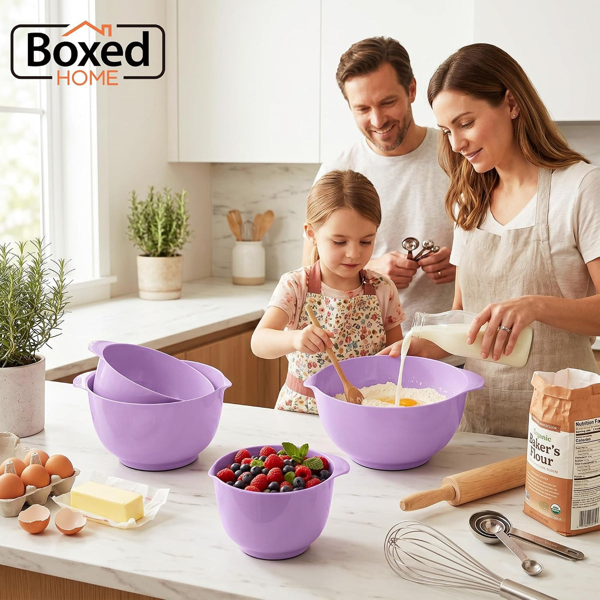 BoxedHome Juego de cuencos de plástico apilables, juego de 4 cuenco...