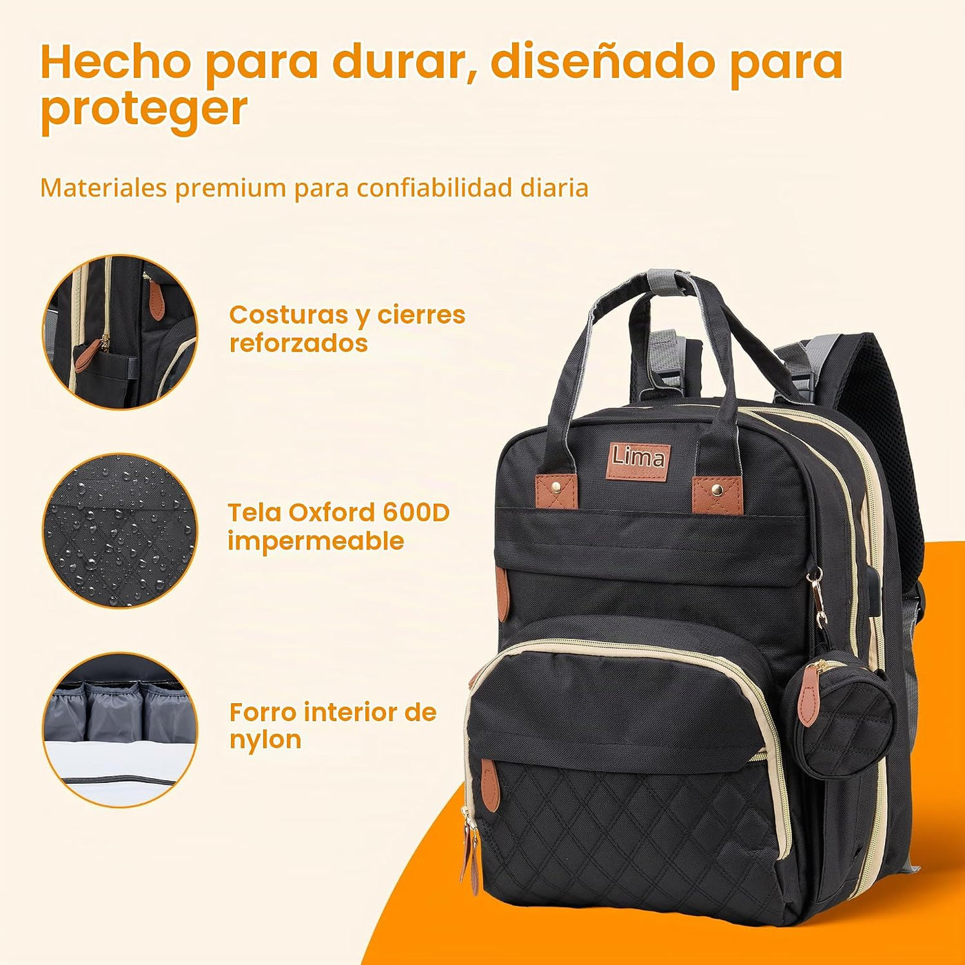 Little Lumen Mochila para pañales con cambiador \u2013 Bolsa de pañ...