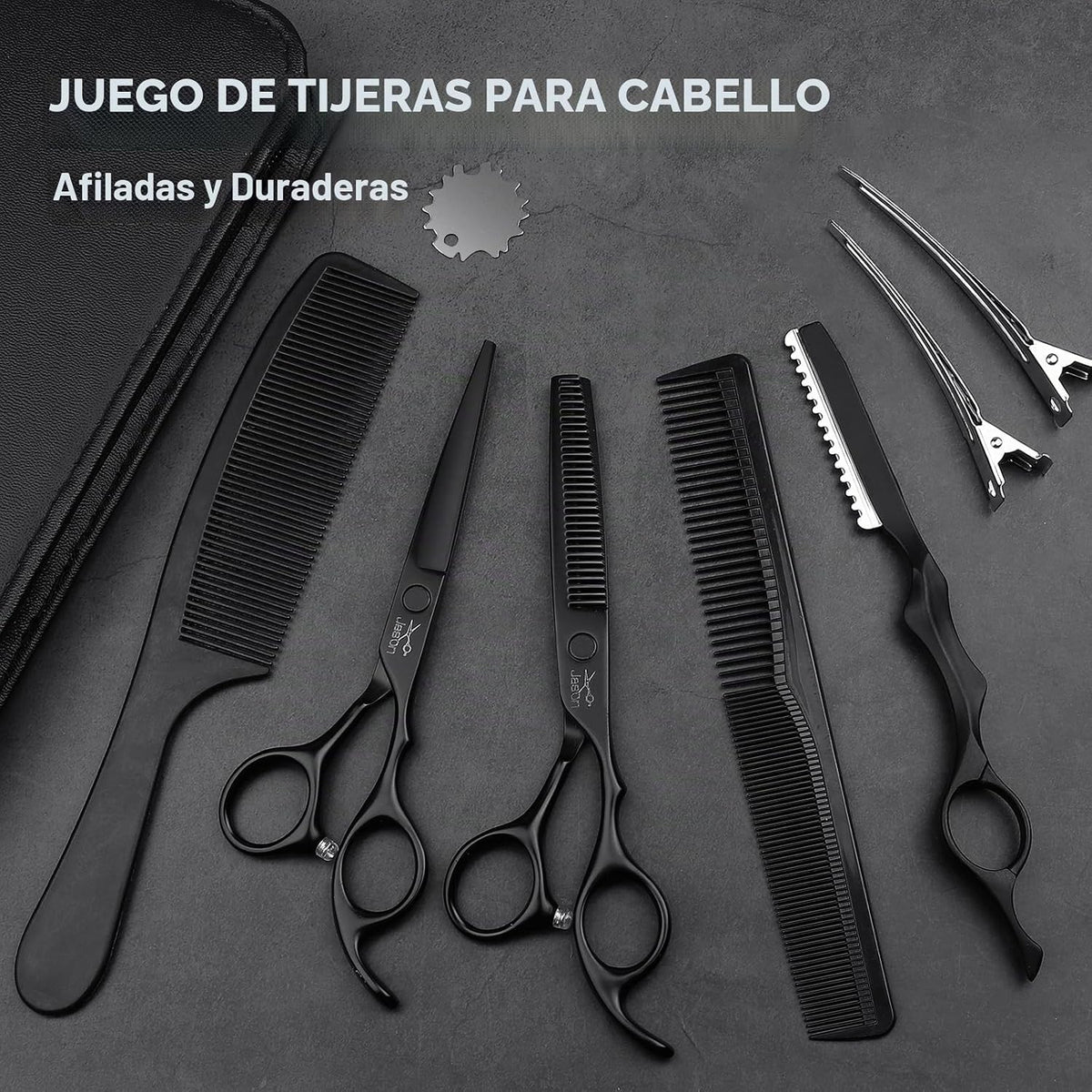 Juego de tijeras de corte de pelo JASON - kit profesional de 10 pie...