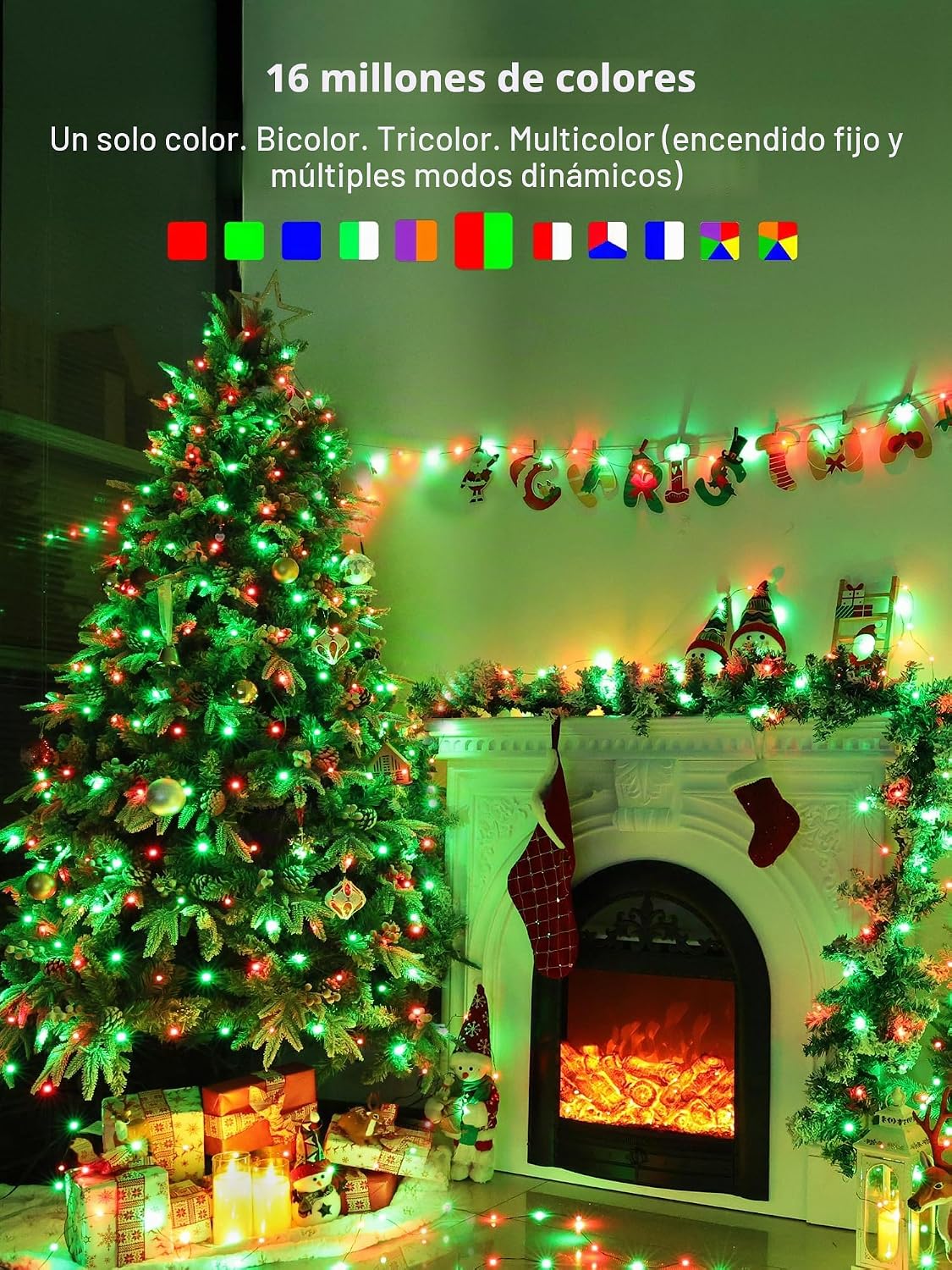 BrizLabs Luces de hadas RGB inteligentes, 33 pies 100 LED compatibl...