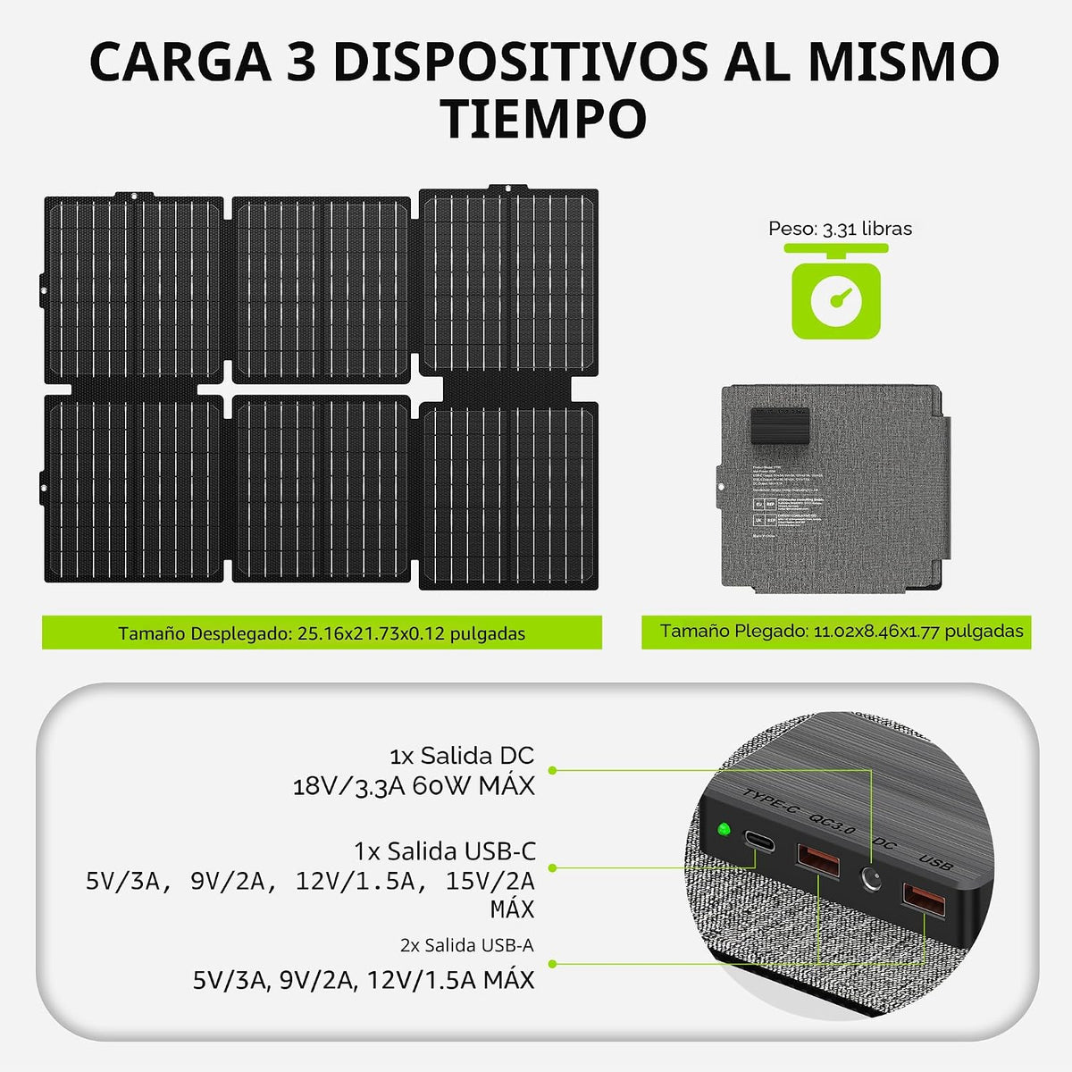 Generador solar portátil 300W central eléctrica con el panel solar...