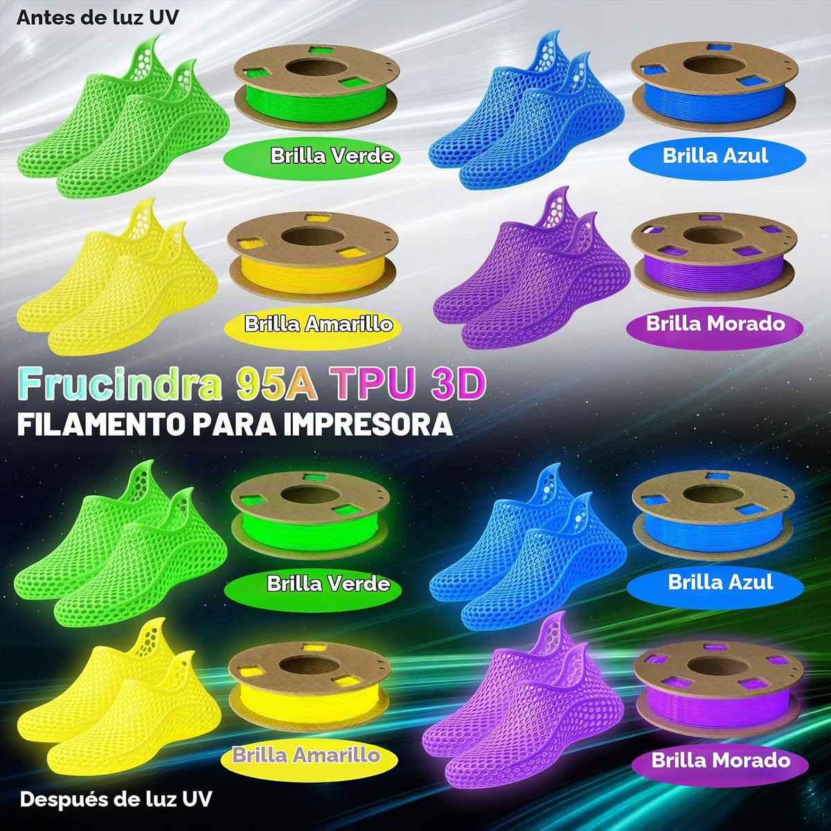Frucindra Paquete de filamentos para impresora 3D de TPU 95A que br...