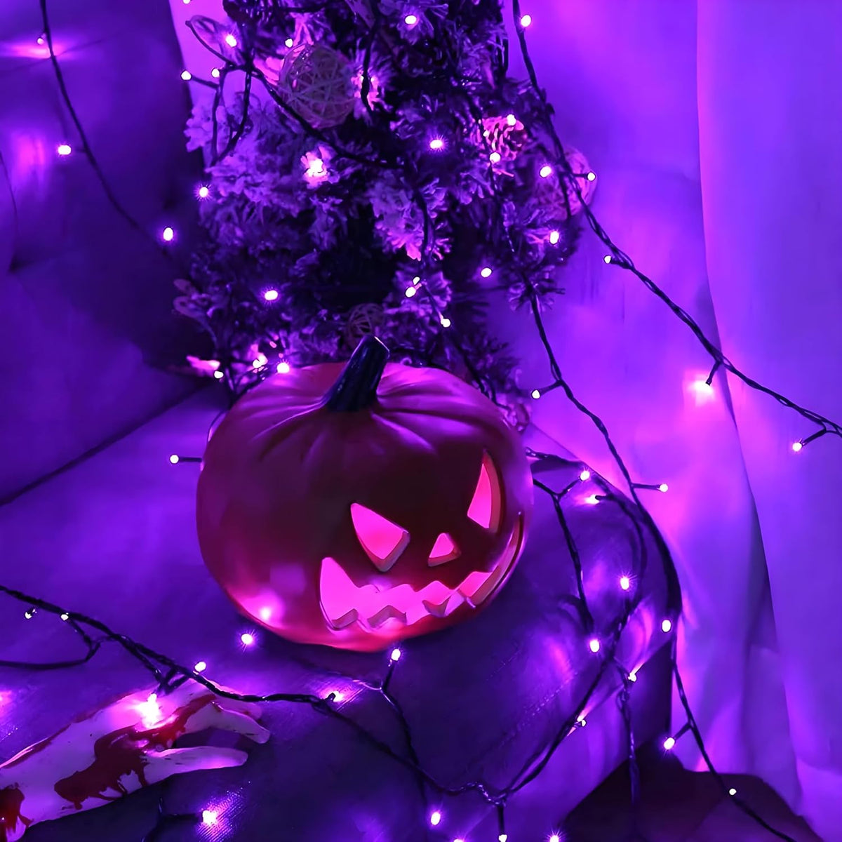 La secuencia púrpura extensible de Halloween de los 75.8FT 200 LED...